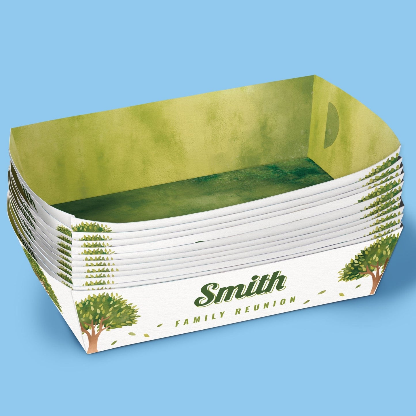 Custom Text Family Tree Reunion Paper Food Trays - 12 Ct