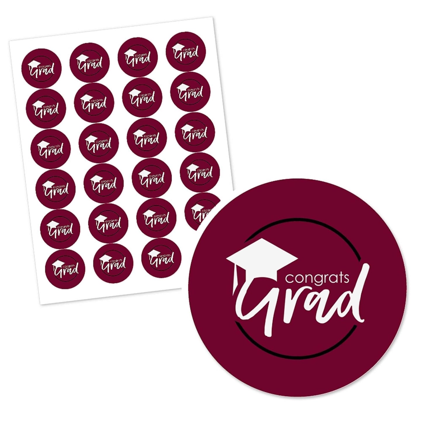 Maroon Grad - Best is Yet to Come - Personalized Graduation Circle Sticker Labels - 24 ct