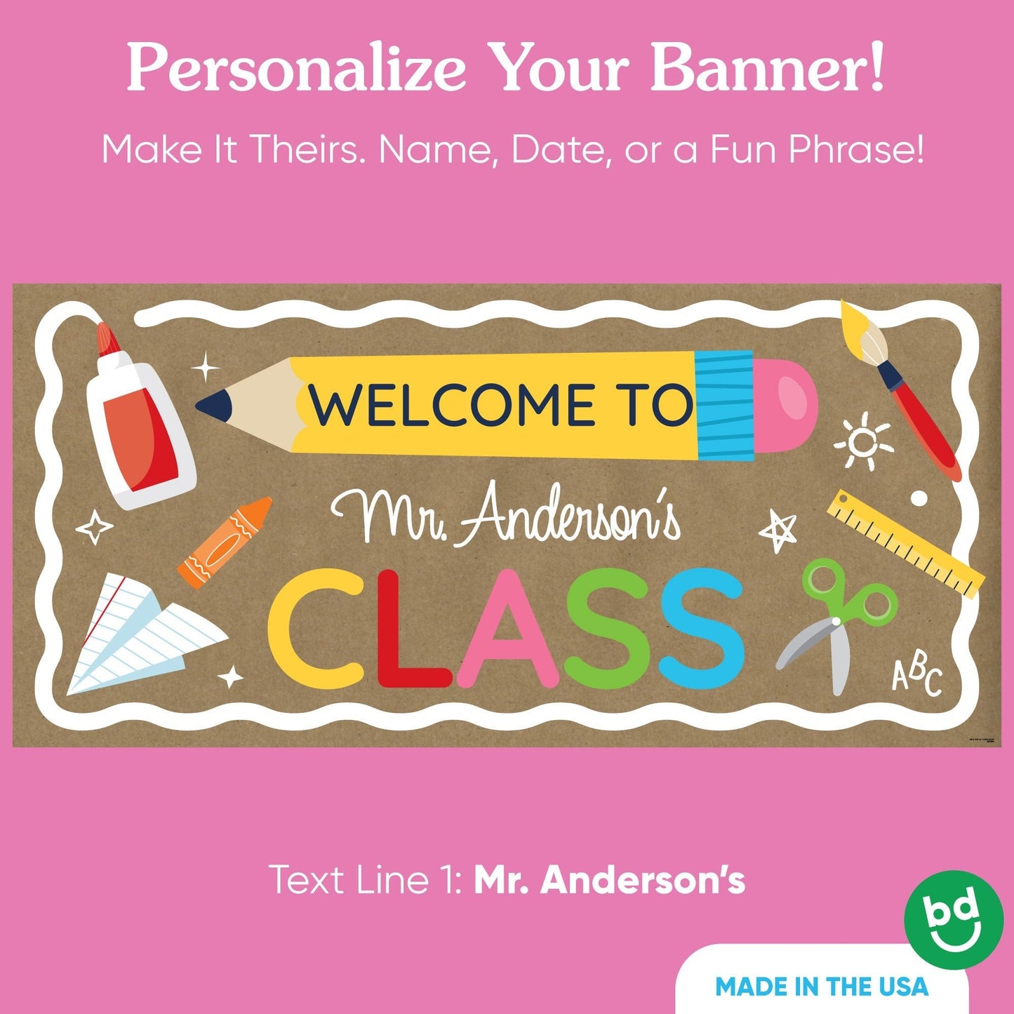 Custom Text School Supplies Kraft Banner
