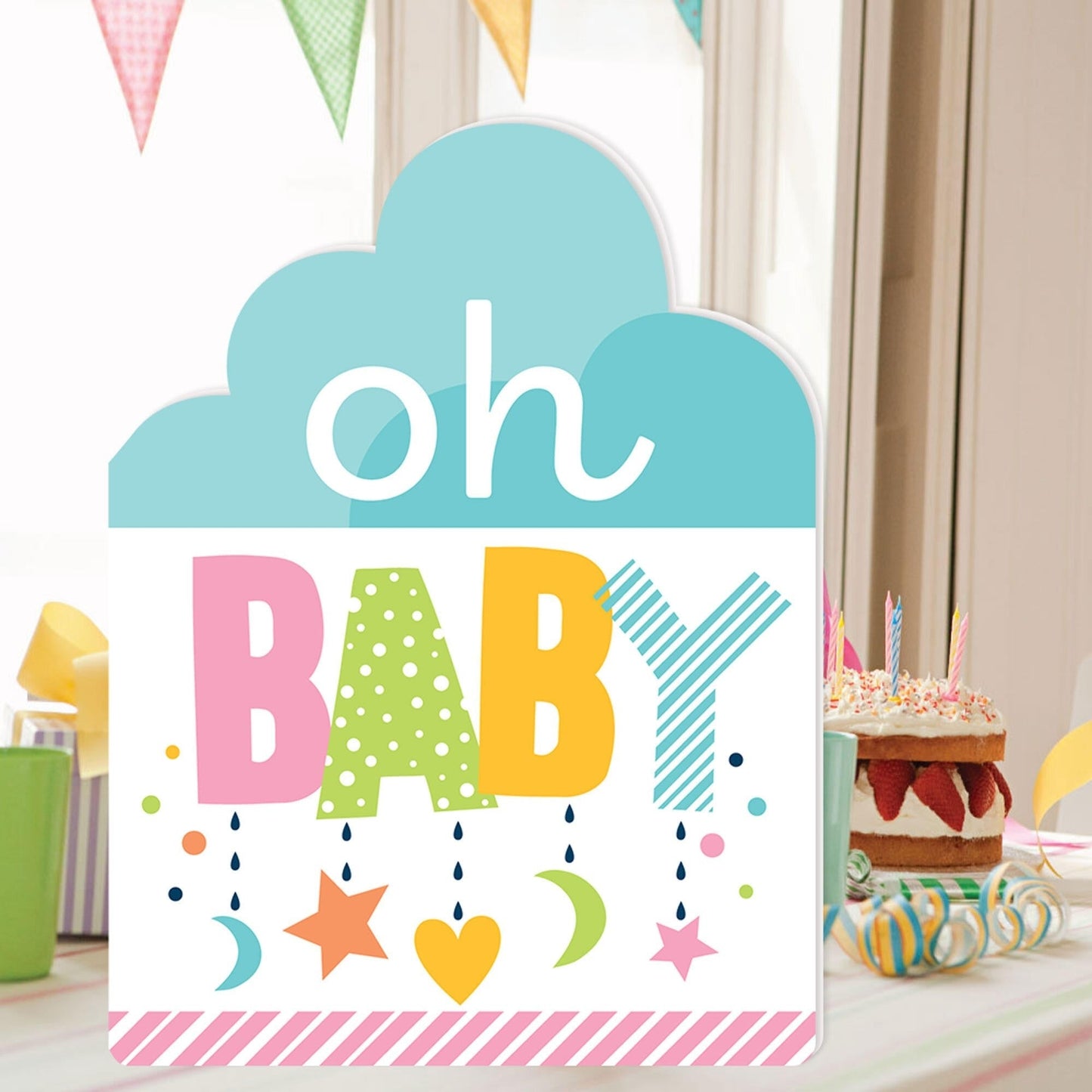 Colorful Baby Shower - Baby Shower Giant Greeting Card - Big Shaped Jumborific Card - 16.5 x 22 inches