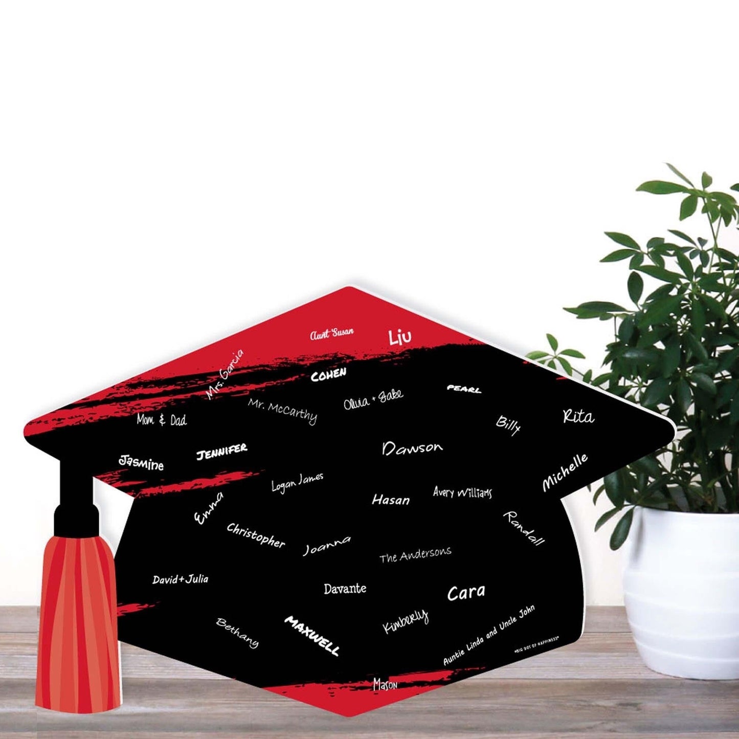 Red Grad - Best is Yet to Come - Grad Cap Guest Book Sign - Red Graduation Party Guestbook Alternative - Signature Mat