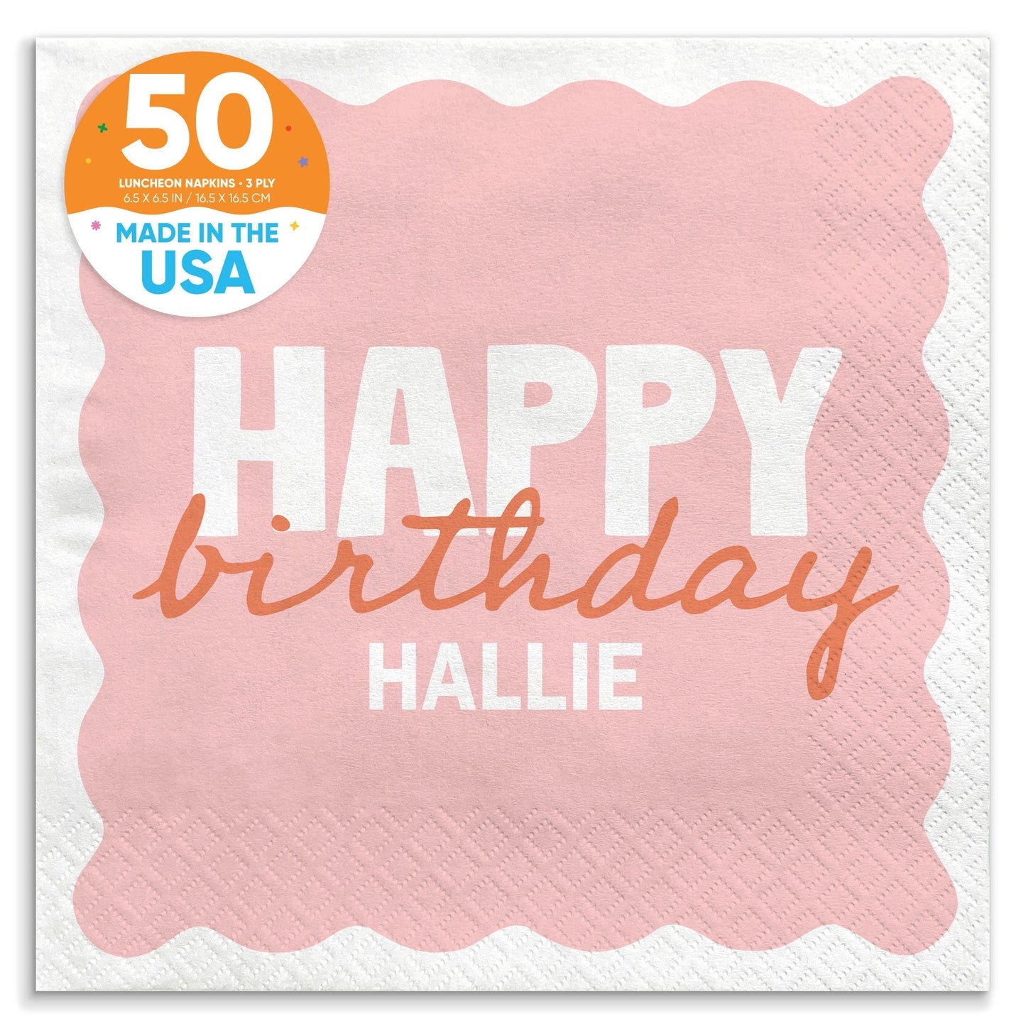 Custom Text Napkins - Wavy Birthday