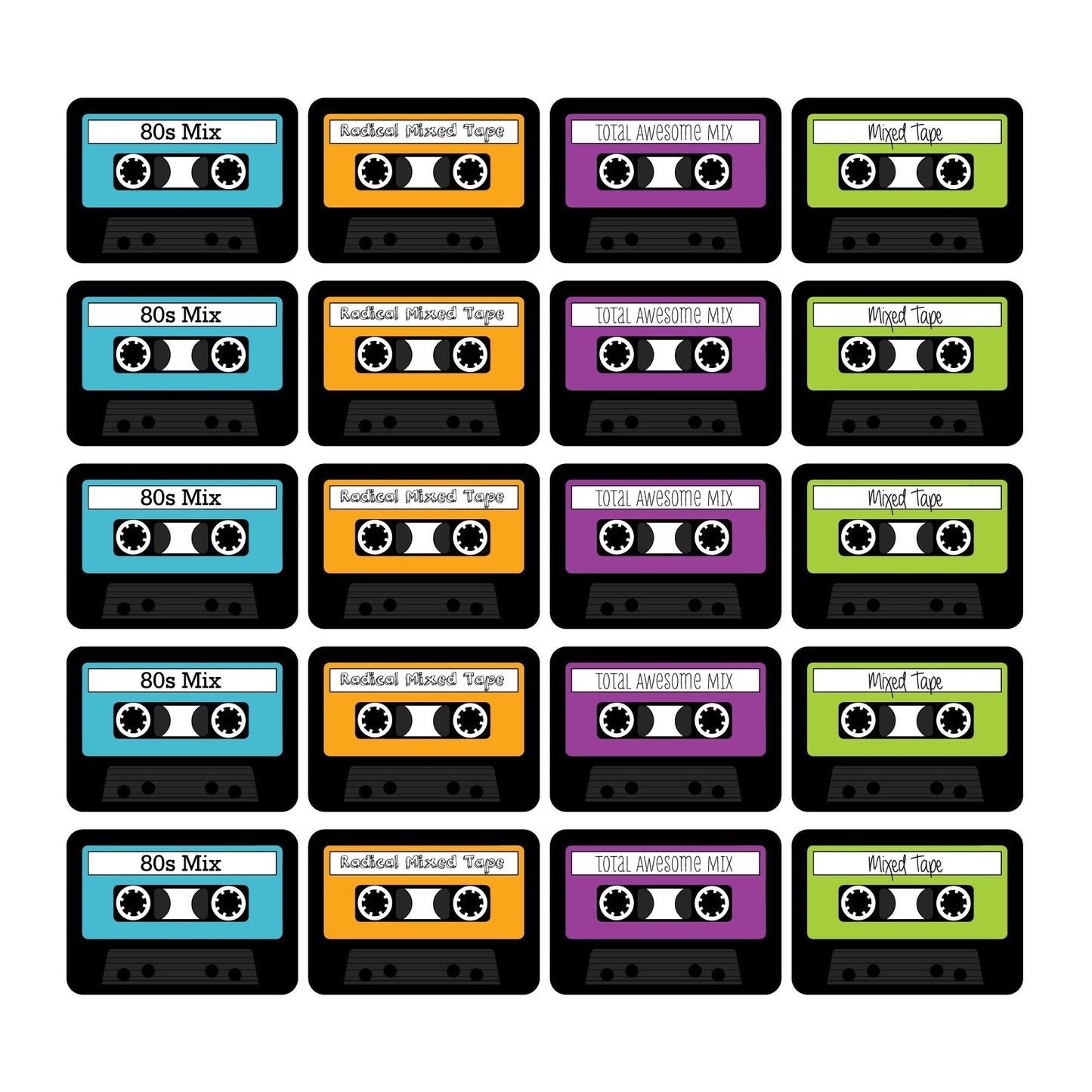 80's Retro Large Essentials - 20 Ct