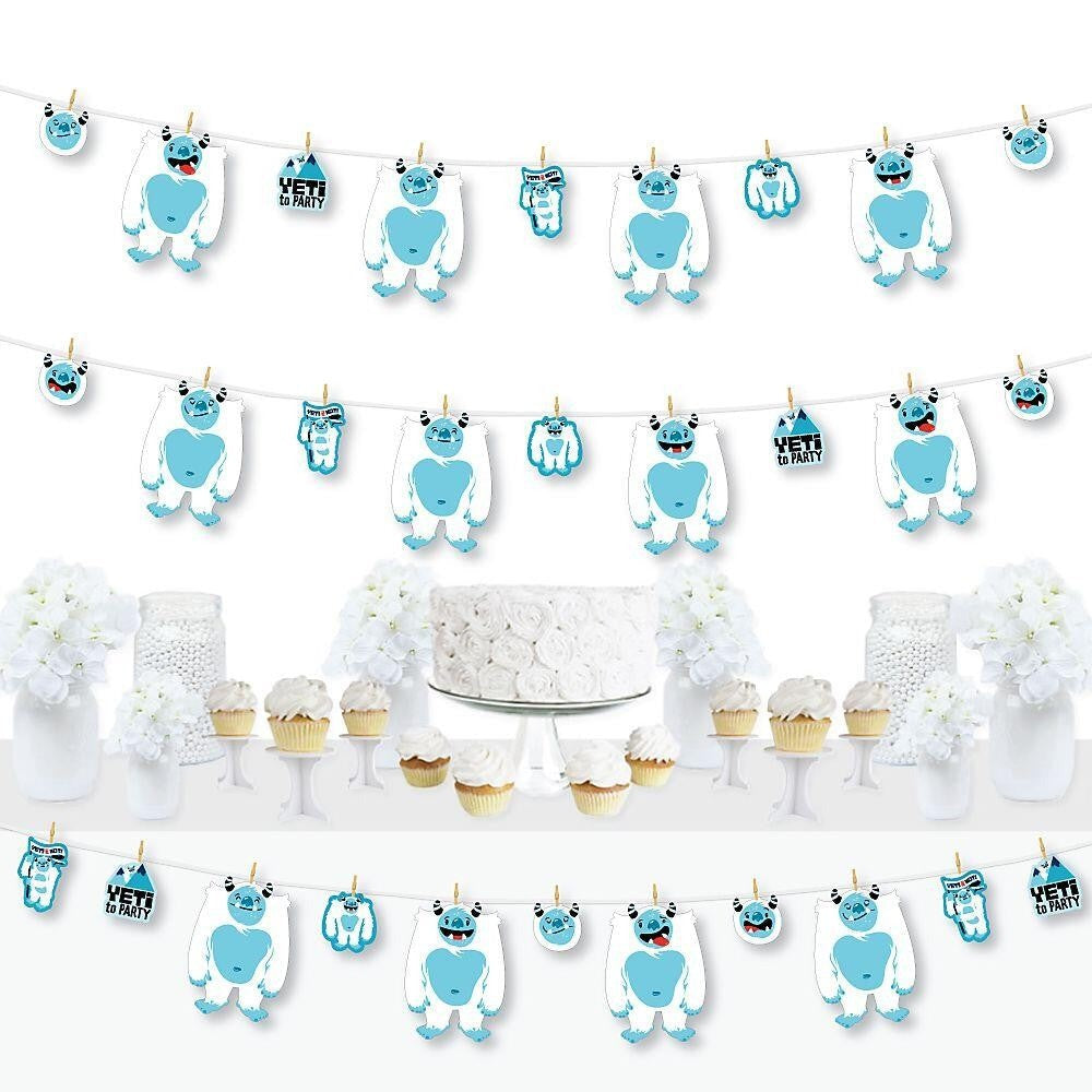Yeti to Party - Abominable Snowman Party or Birthday Party DIY Decorations - Clothespin Garland Banner - 44 Pieces