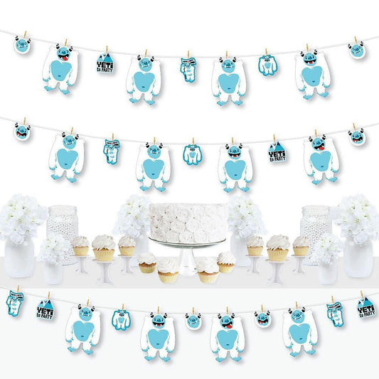Yeti to Party - Abominable Snowman Party or Birthday Party DIY Decorations - Clothespin Garland Banner - 44 Pieces