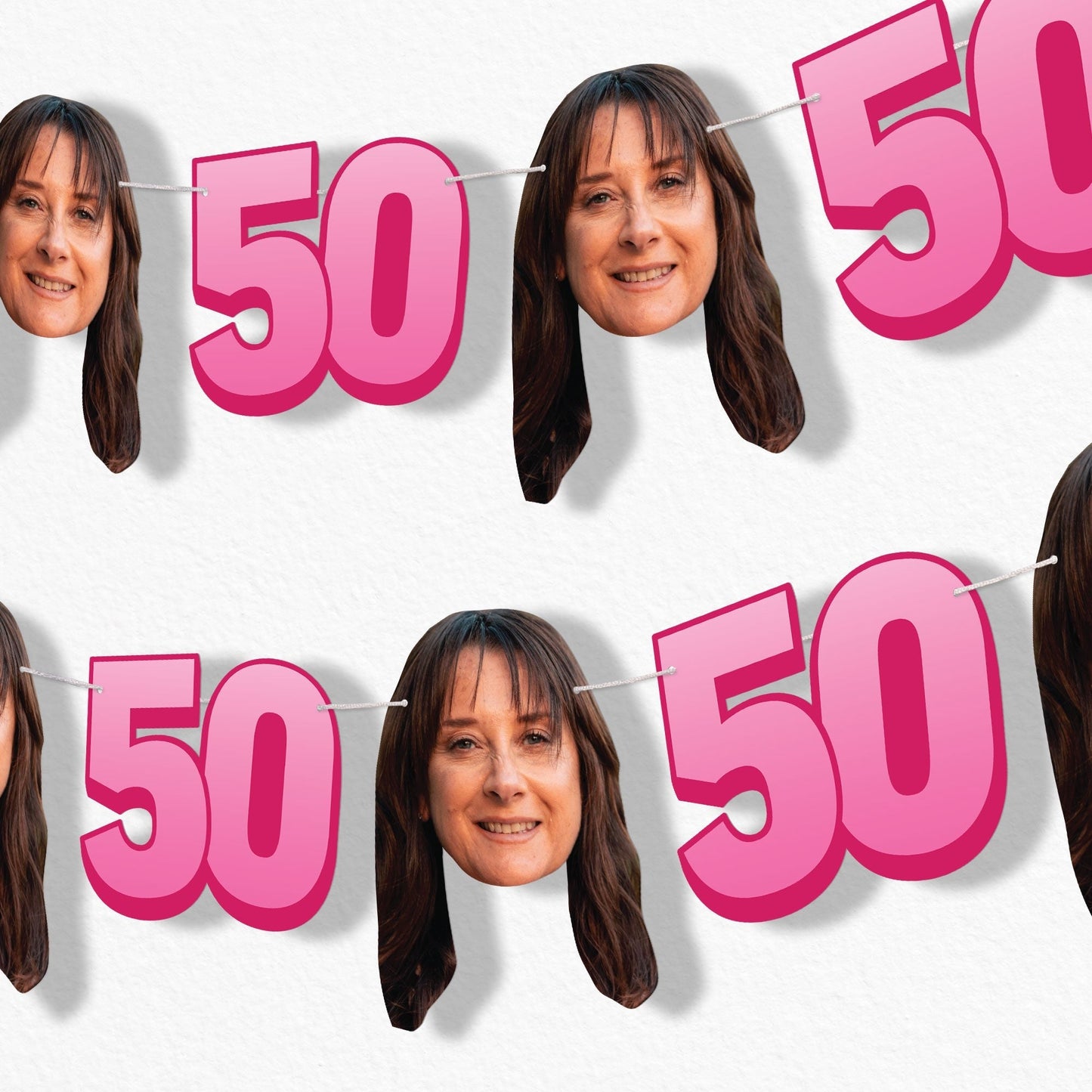 Custom Face 50th Birthday Garland Banner