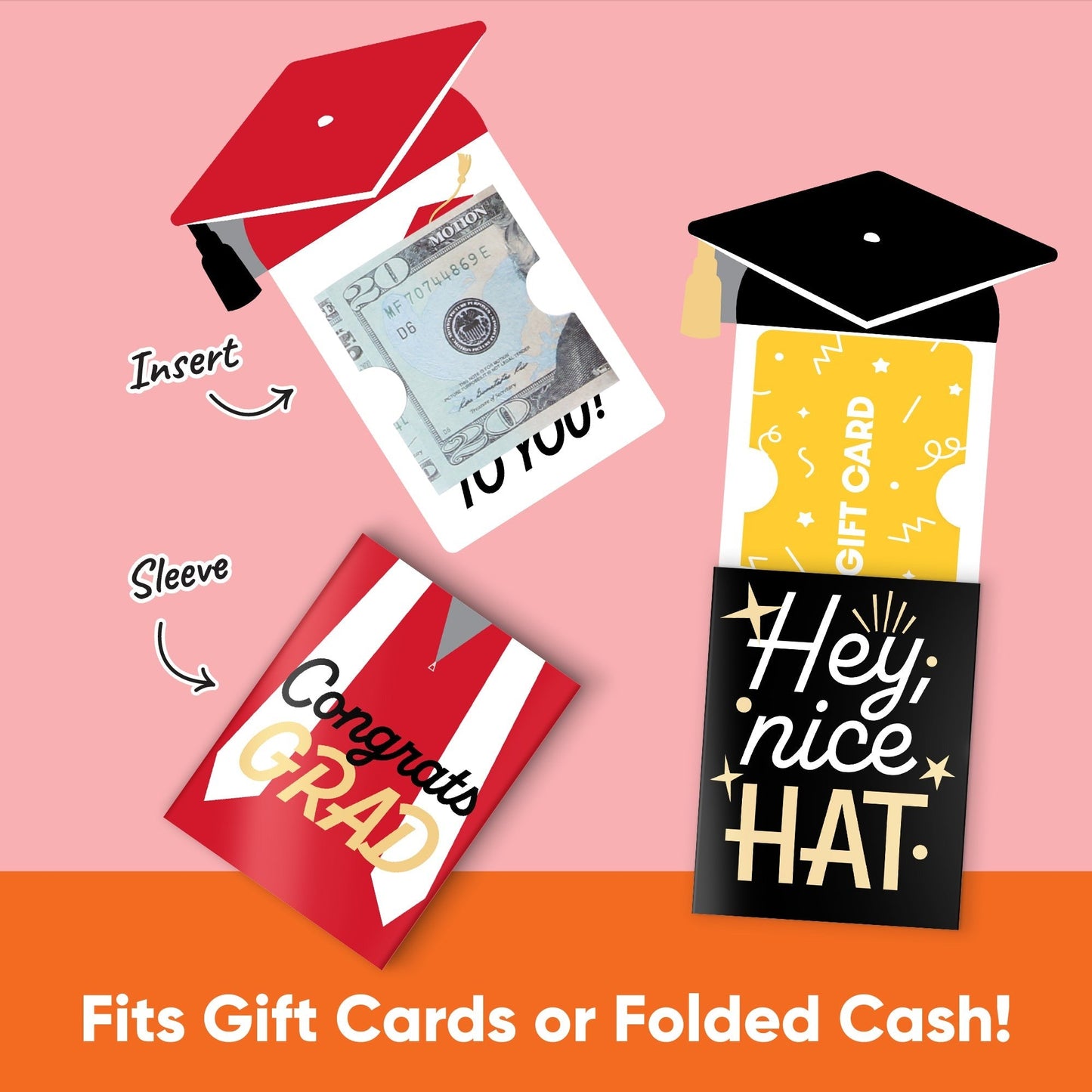 Assorted Cap and Gown Graduation Nifty Gifty Card Holders - 8 Ct