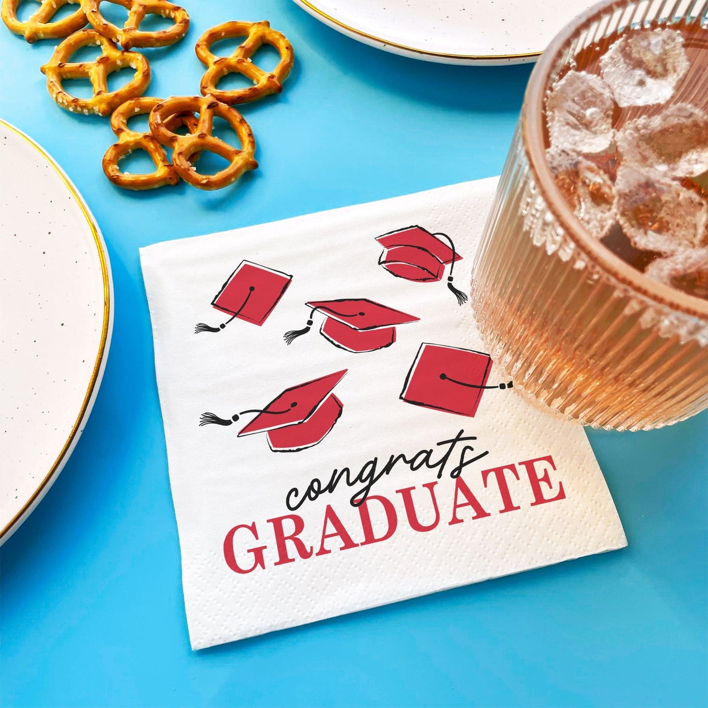 Napkins - Red Graduation - 24 Ct