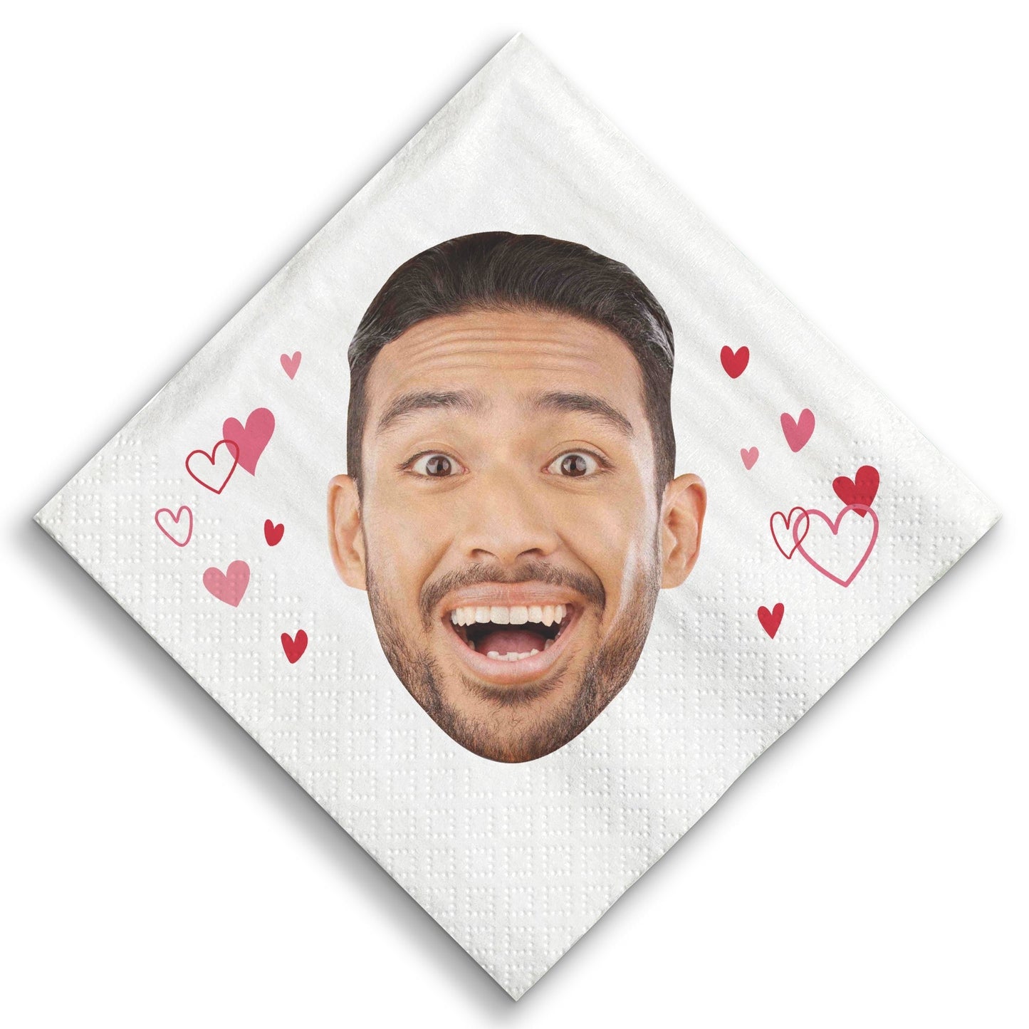 Custom Face Napkins - Pink & Red Hearts