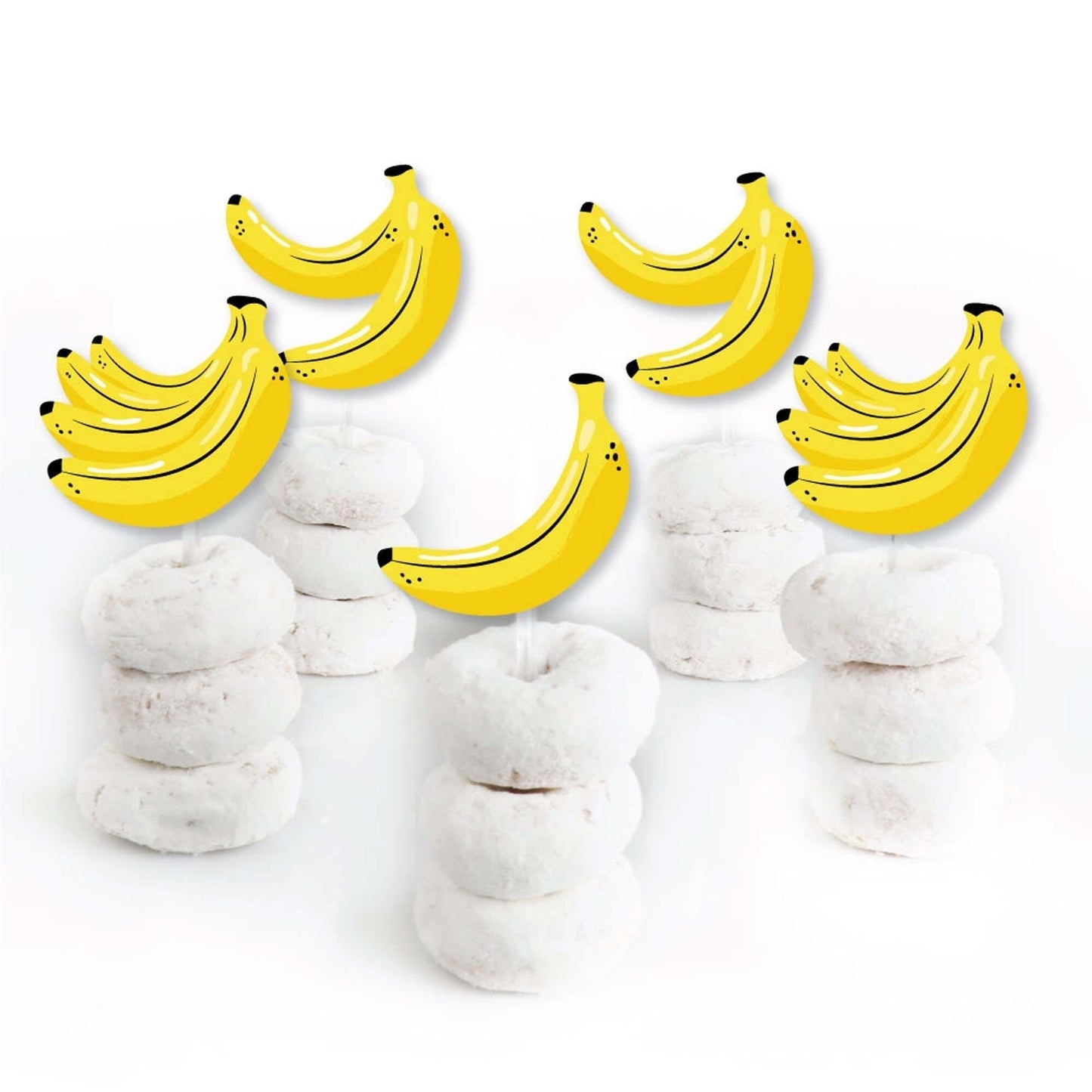 Let's Go Bananas - Dessert Cupcake Toppers - Tropical Party Clear Treat Picks - Set of 24