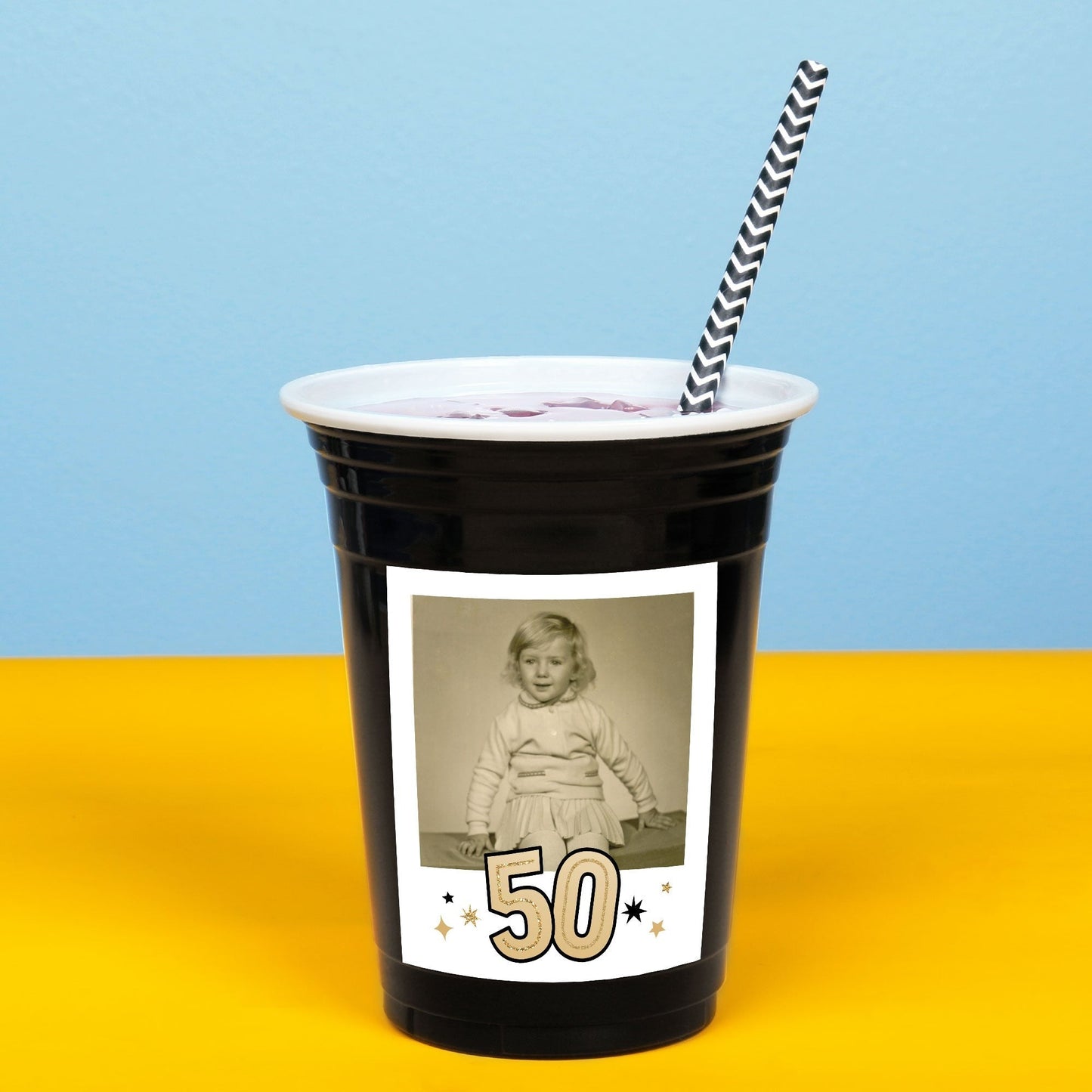 Custom Photo Party Cups - 50th Birthday - 16 Ct