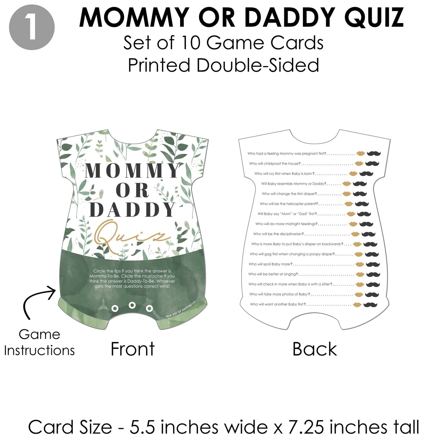 Boho Botanical Baby - 4 Greenery Baby Shower Games - 10 Cards Each - Gamerific Bundle