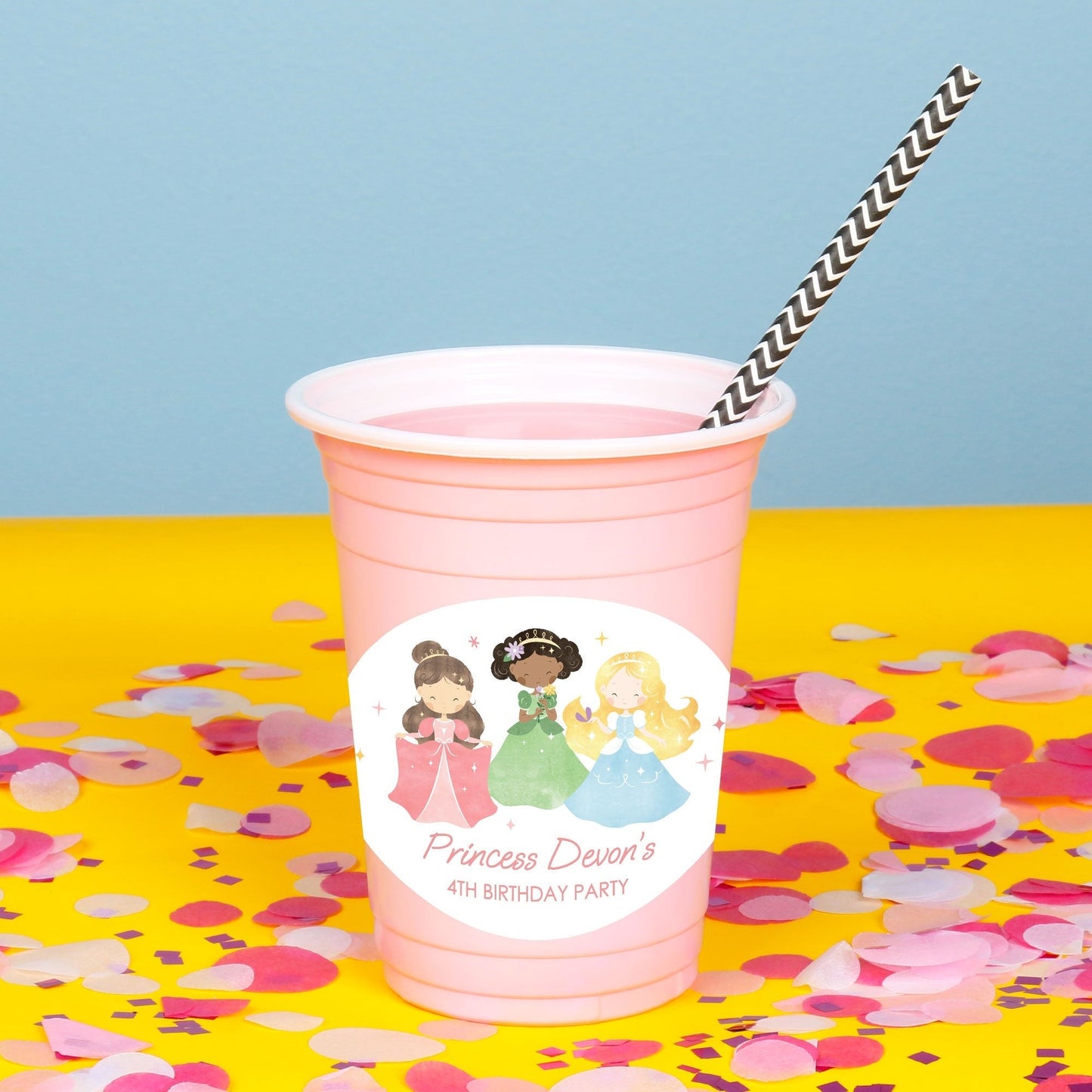 Custom Text Party Cups - Princess - 16 Ct