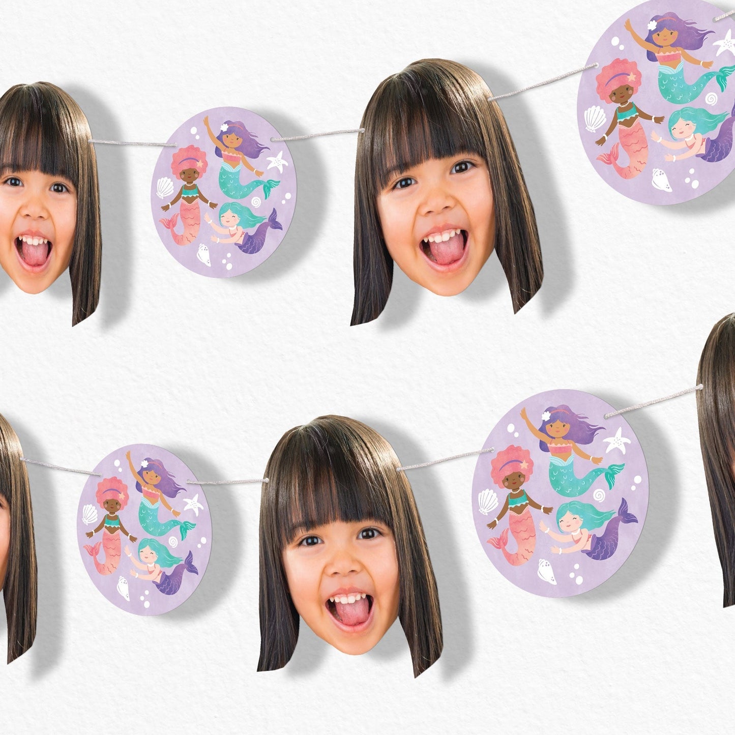 Custom Face Mermaid Garland Banner