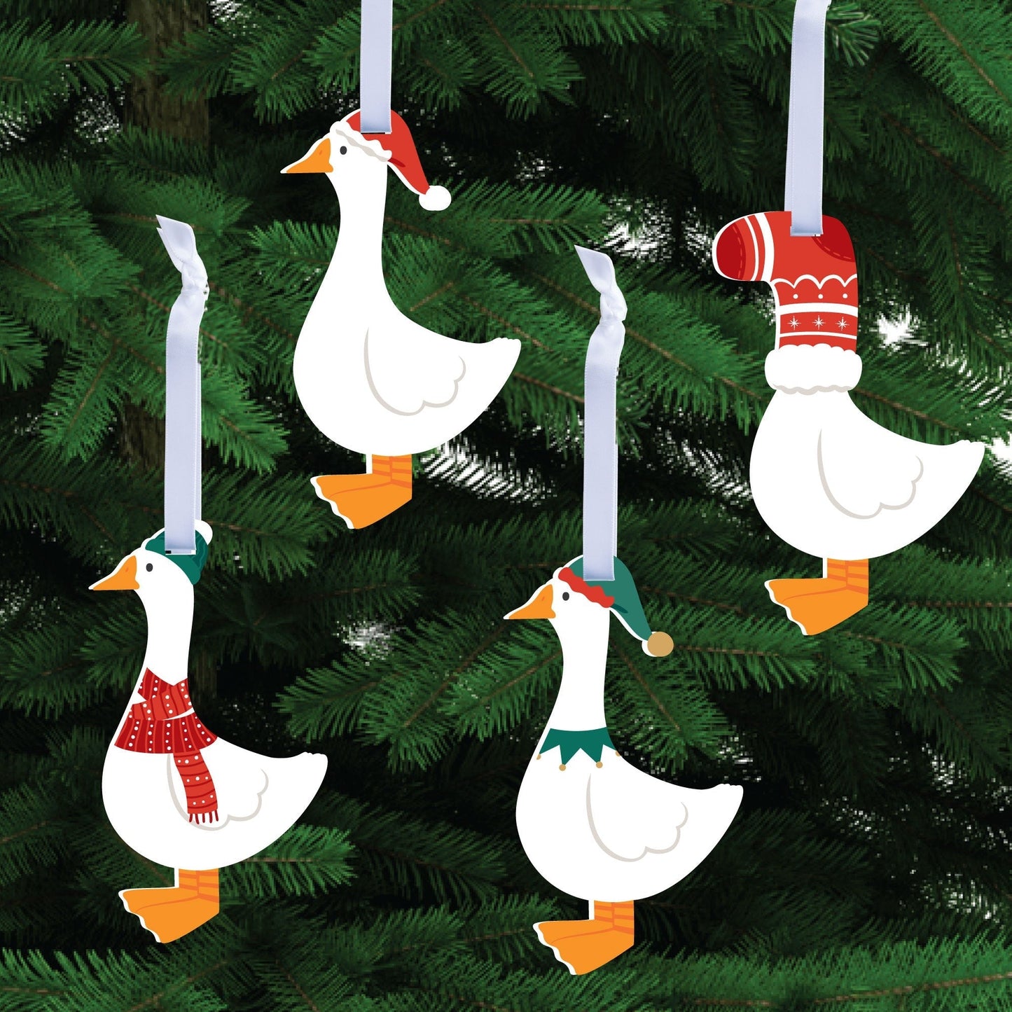 Christmas Silly Goose Tree Ornaments - 12 Ct