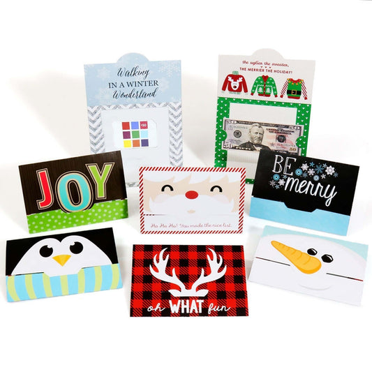 Assorted Holiday Cards - Set of 8 Christmas Money And Gift Card Holders