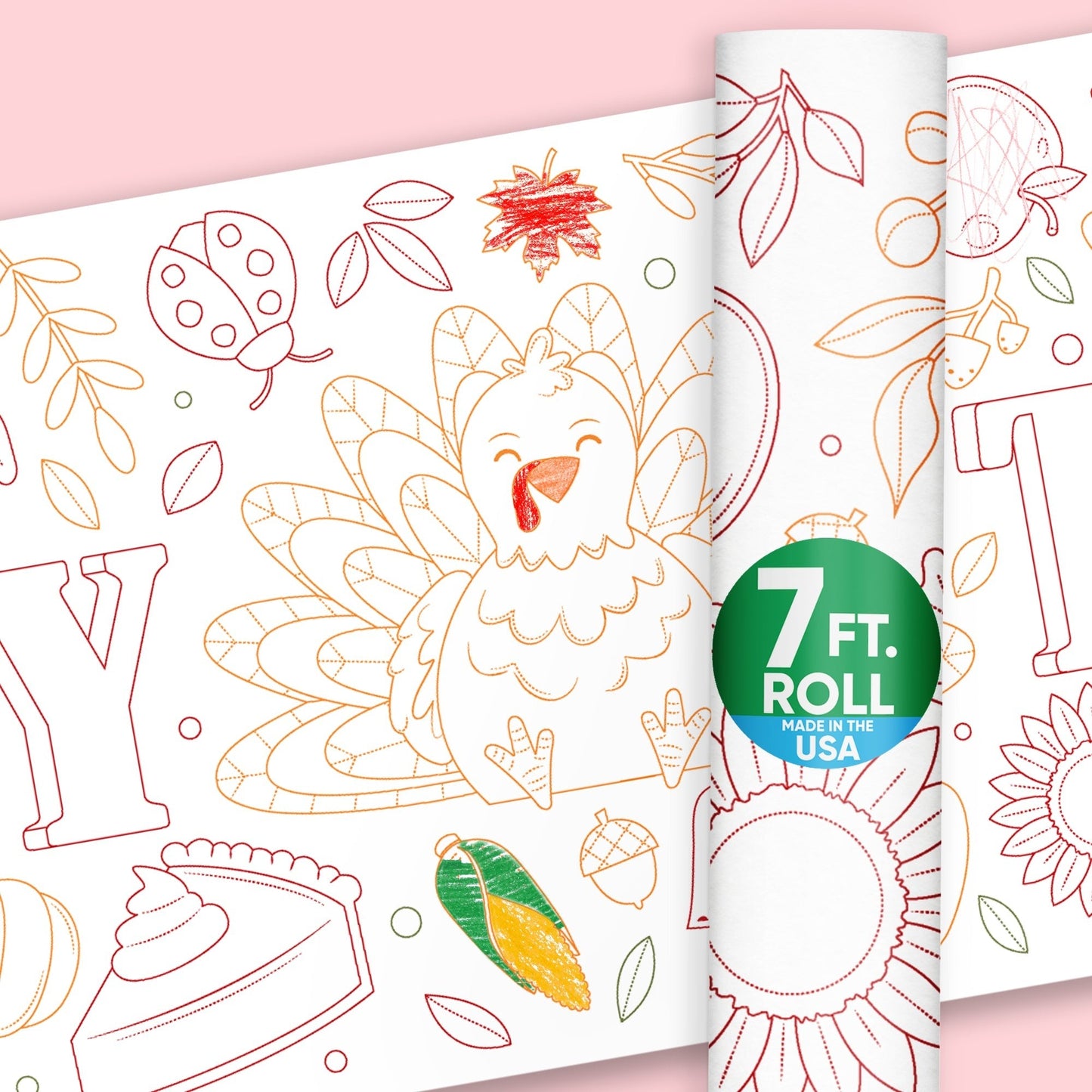Happy Thanksgiving - Coloring Table Runner - 7'