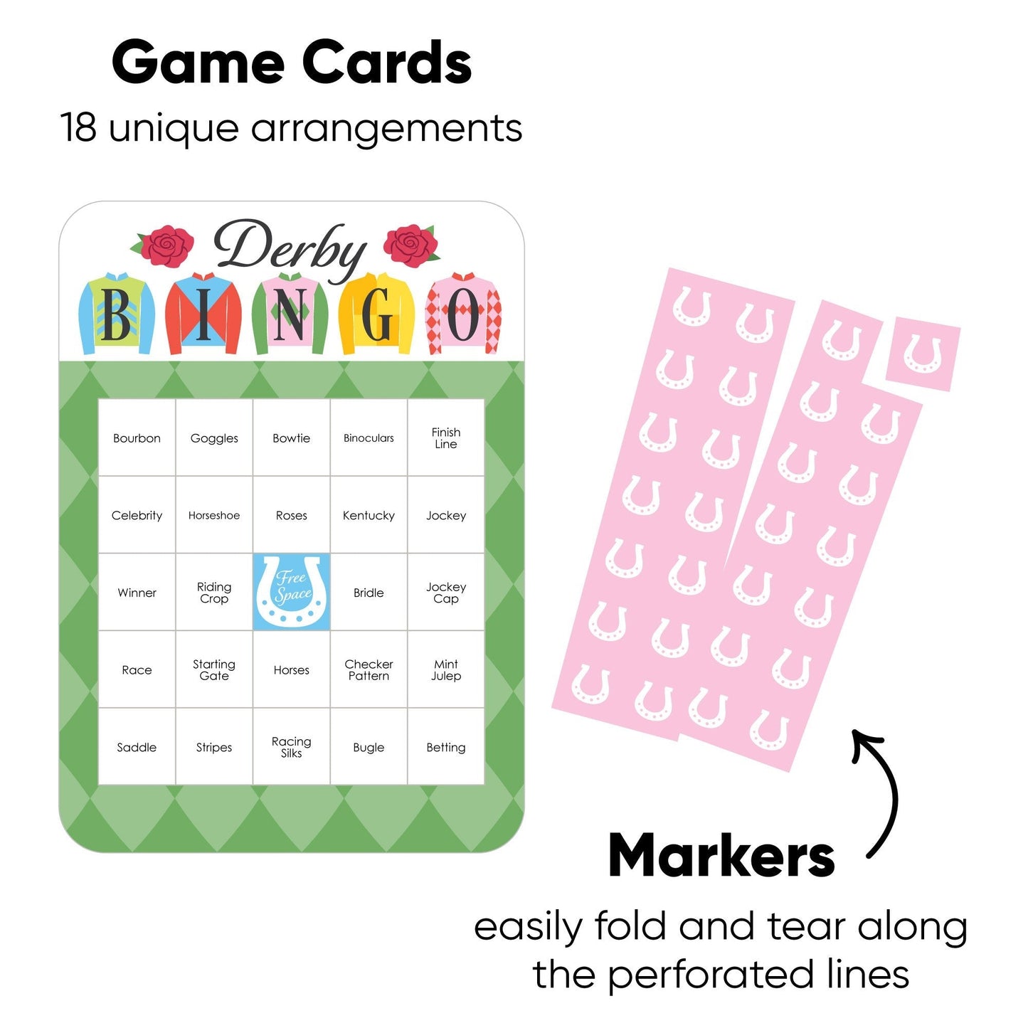 Derby Horse Race Bingo Game - 18 Ct