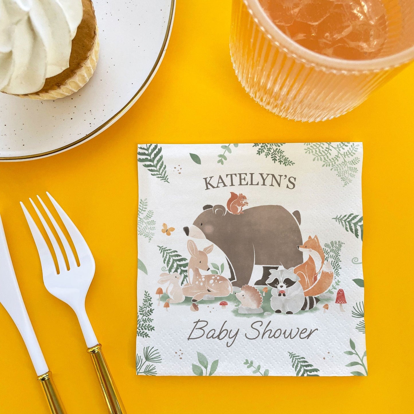 Custom Text Napkins - Woodland Animals