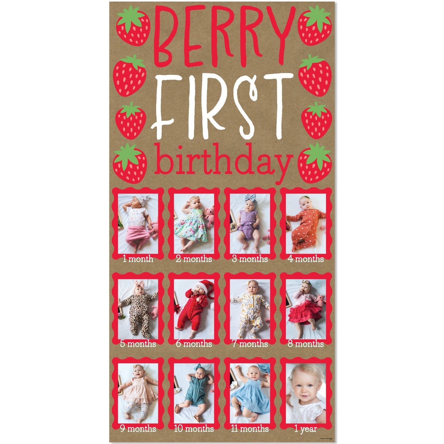 Berry First Birthday Kraft Photo Banner