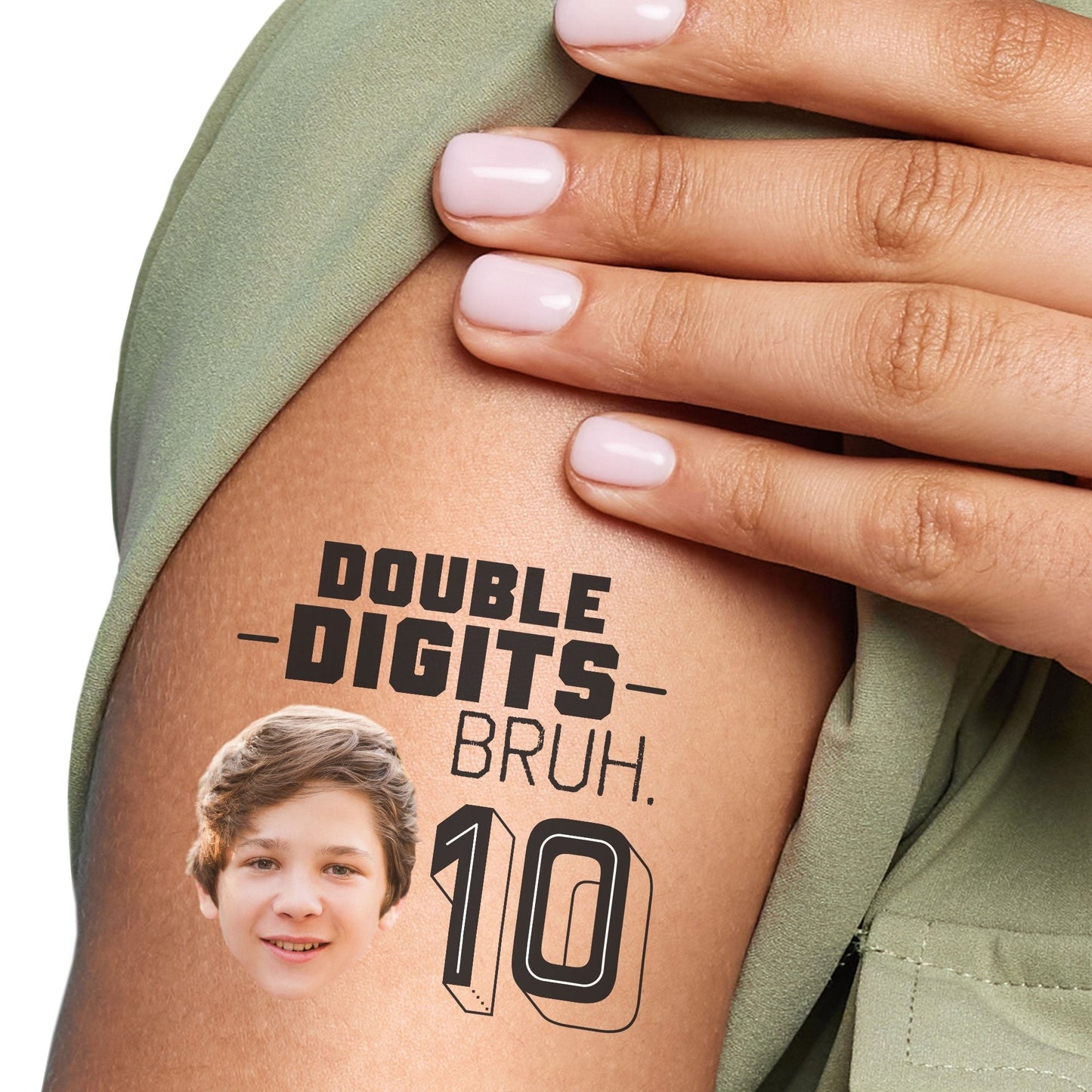 Custom Face Tattoo - 10th Birthday Bruh - 12 Ct