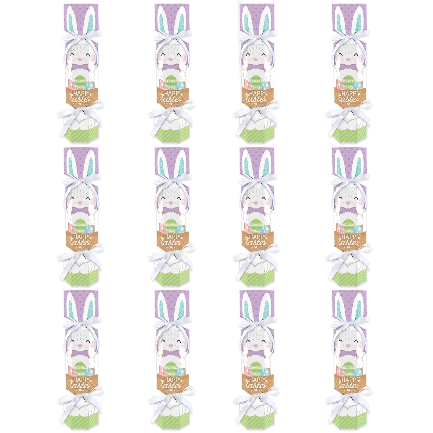 Spring Easter Bunny - No Snap Happy Easter Party Table Favors - DIY Cracker Boxes - Set of 12