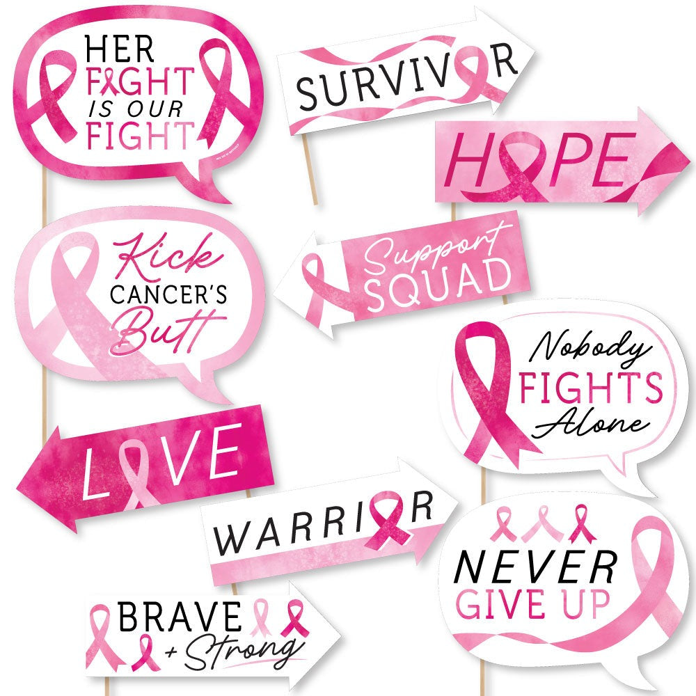 Breast Cancer Awareness Photo Props - 10 Ct