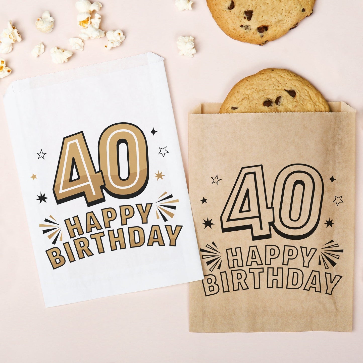 Paper Treat Bags - 40th Birthday - 25 Ct