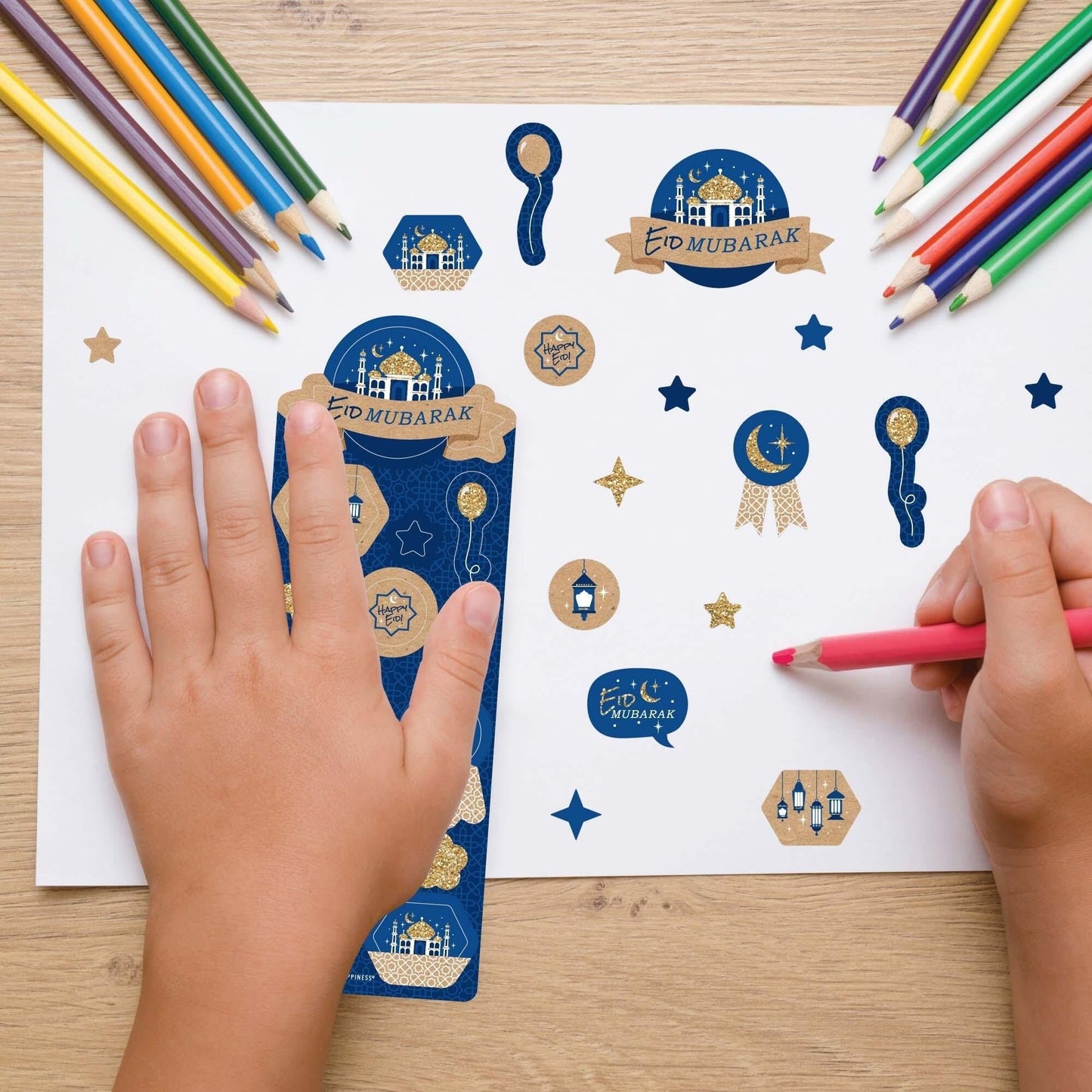 Ramadan - Eid Mubarak Party Favor Kids Stickers - 16 Sheets - 256 Stickers
