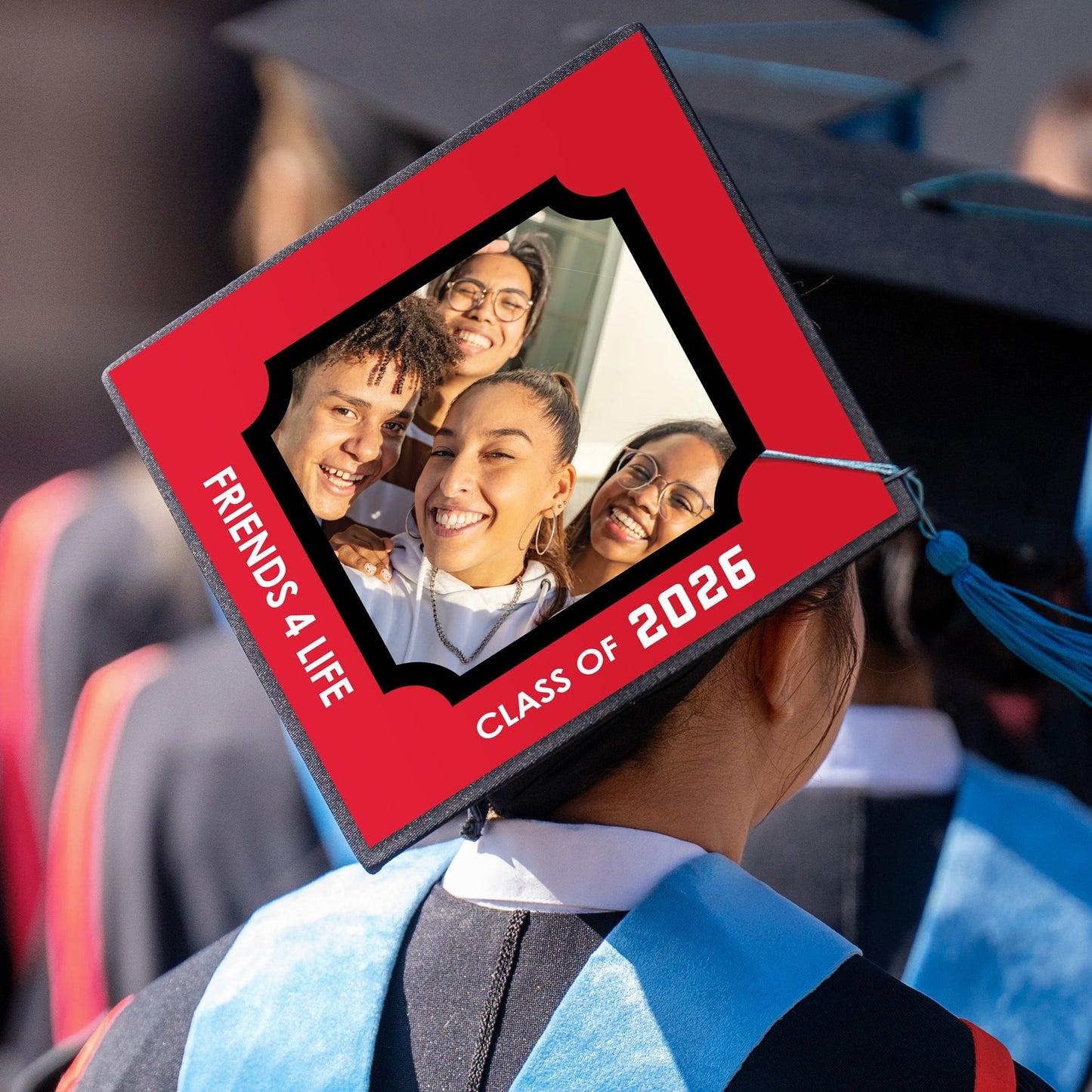 Custom Photo Red Grad Cap Cover