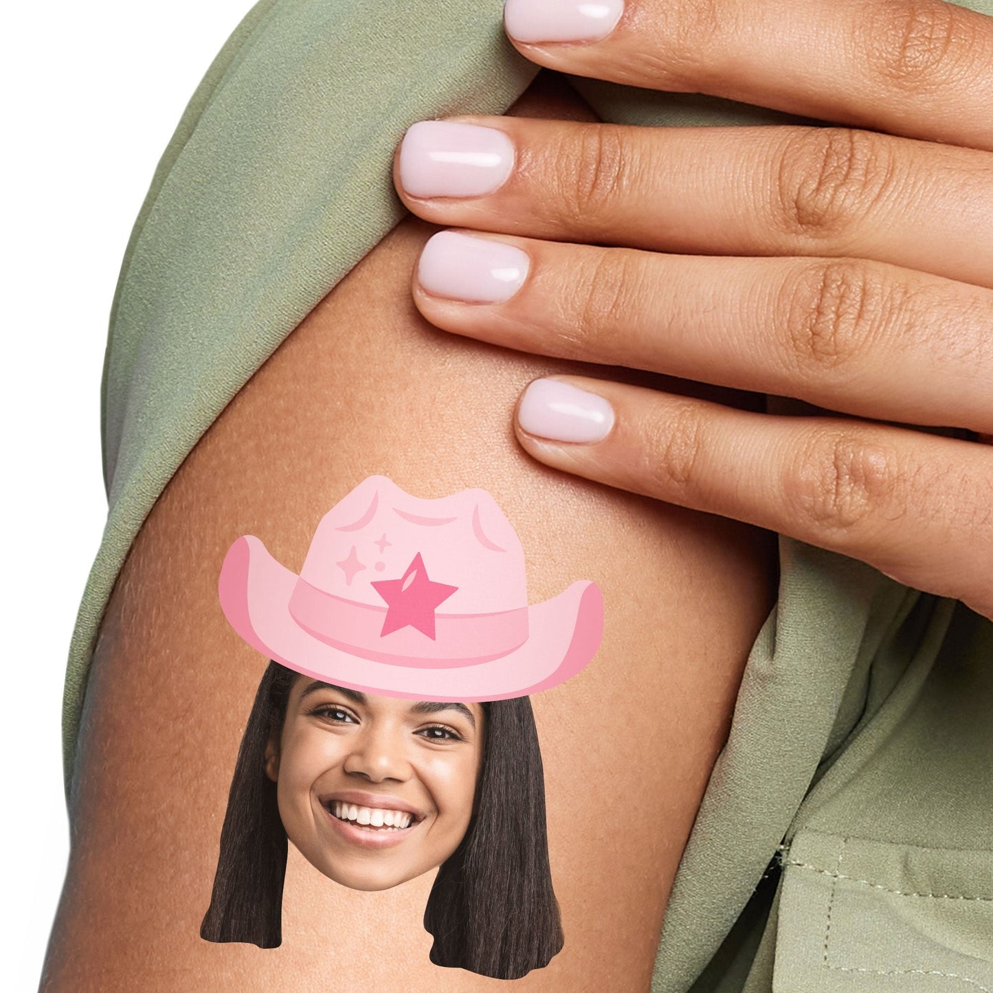 Custom Pink Cowboy Hat Temporary Tattoos - 12 Ct