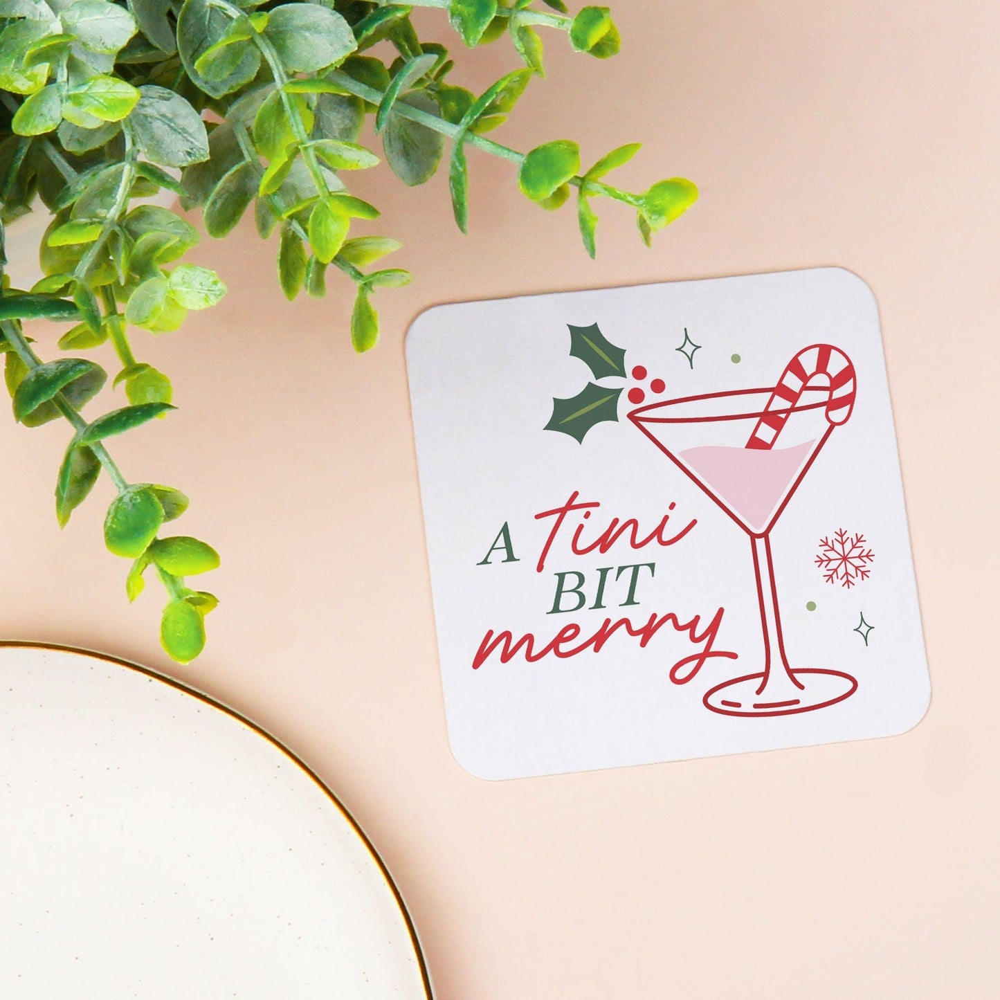 Drink Coasters - A Tini Bit Merry - 25 Ct