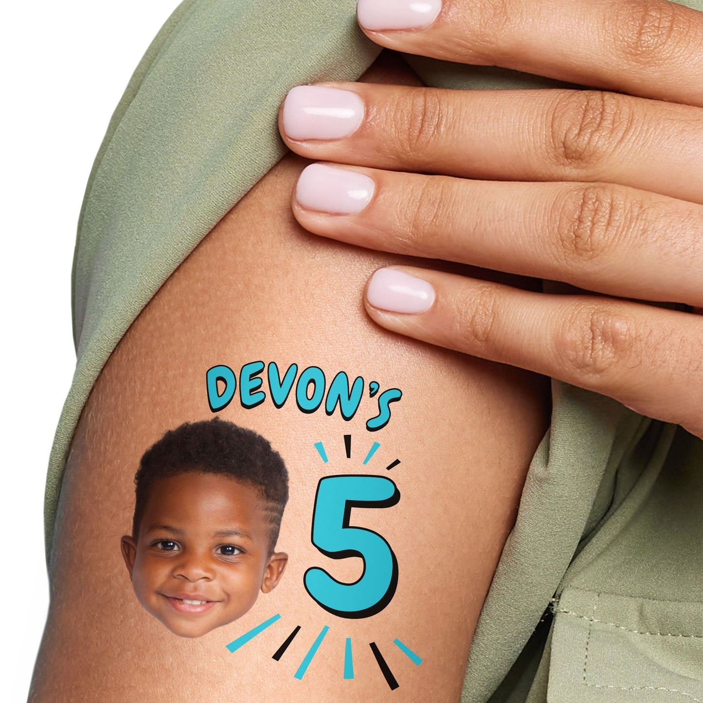 Custom Face Blue Birthday Age Temporary Tattoos - 12 Ct