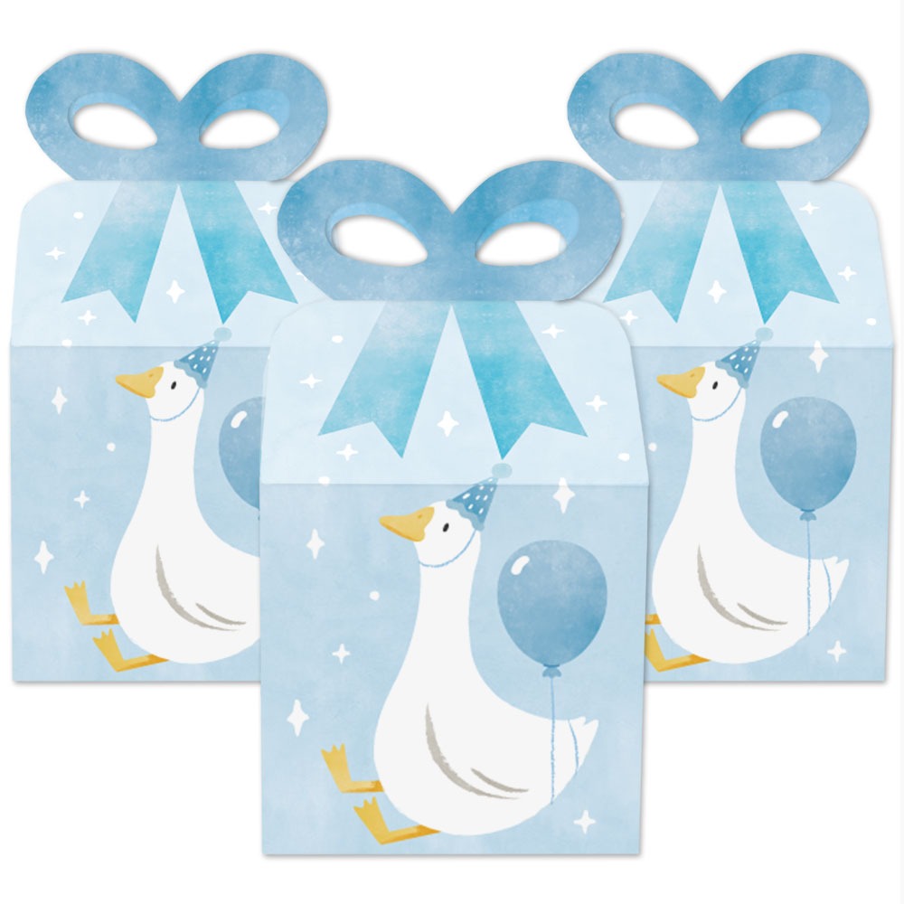 One Silly Goose Blue Bow Boxes - 12 Ct