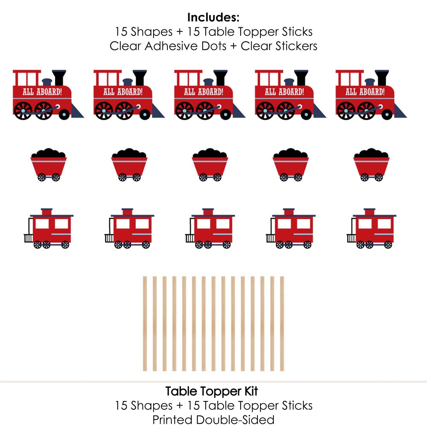 Railroad Party Crossing - Steam Train Birthday Party or Baby Shower Centerpiece Sticks - Table Toppers - Set of 15