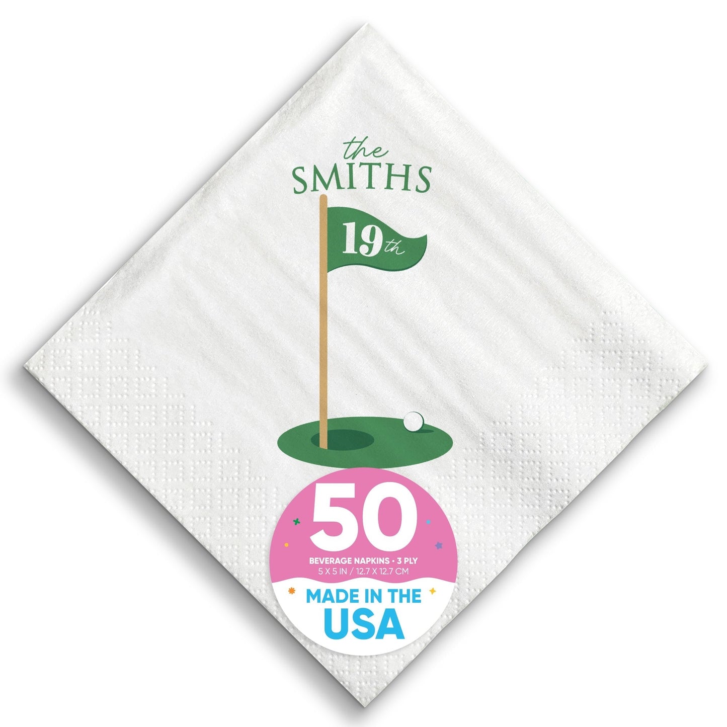 Custom Text - Golf Napkins - 50 Ct