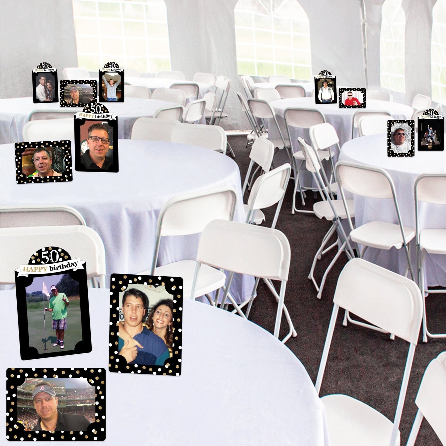 Adult 50th Birthday - Gold - Birthday Party 4x6 Picture Display - Paper Photo Frames - Set of 12