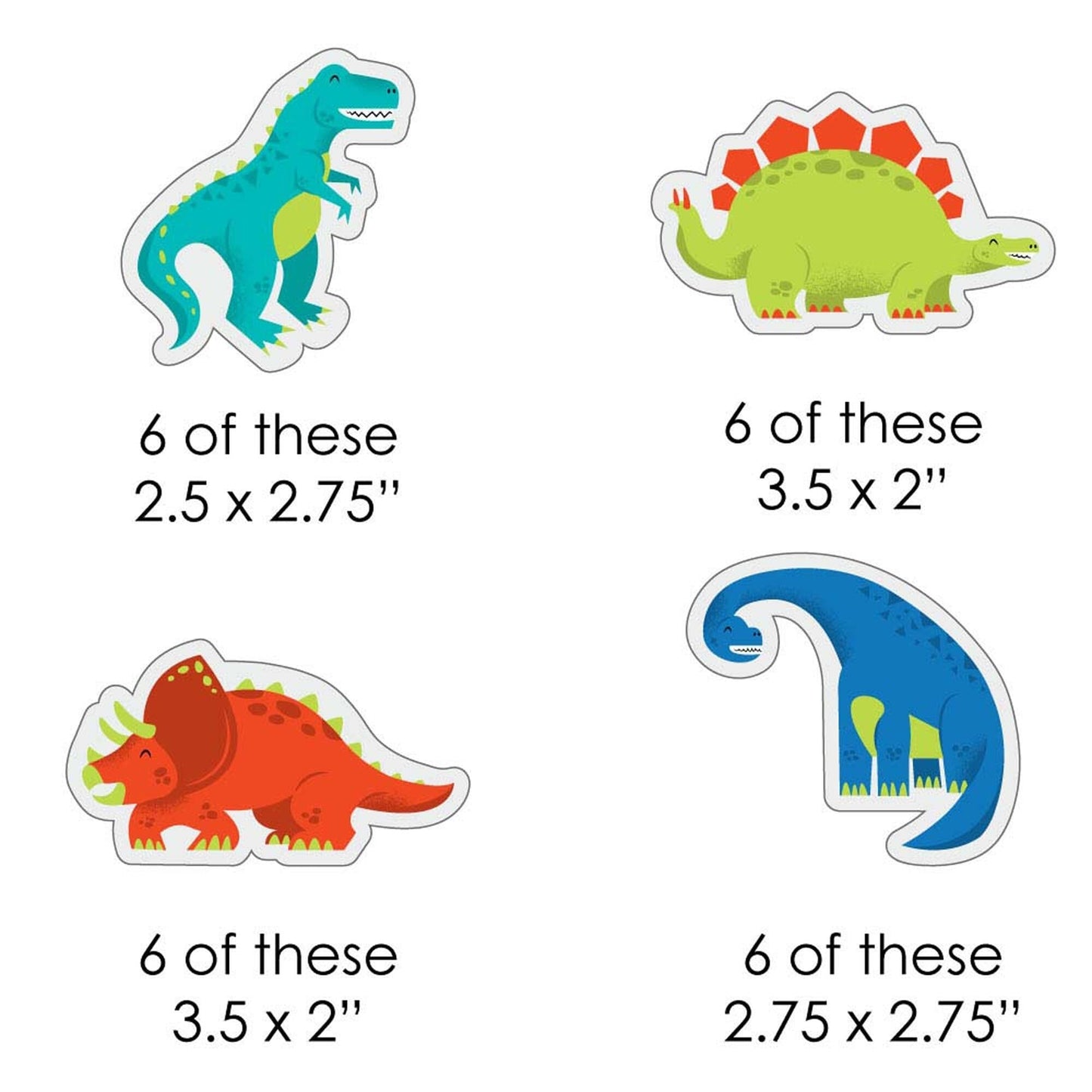 Roar Dinosaur - DIY Shaped Dino Mite T-Rex Baby Shower or Birthday Party Cut-Outs - 24 ct