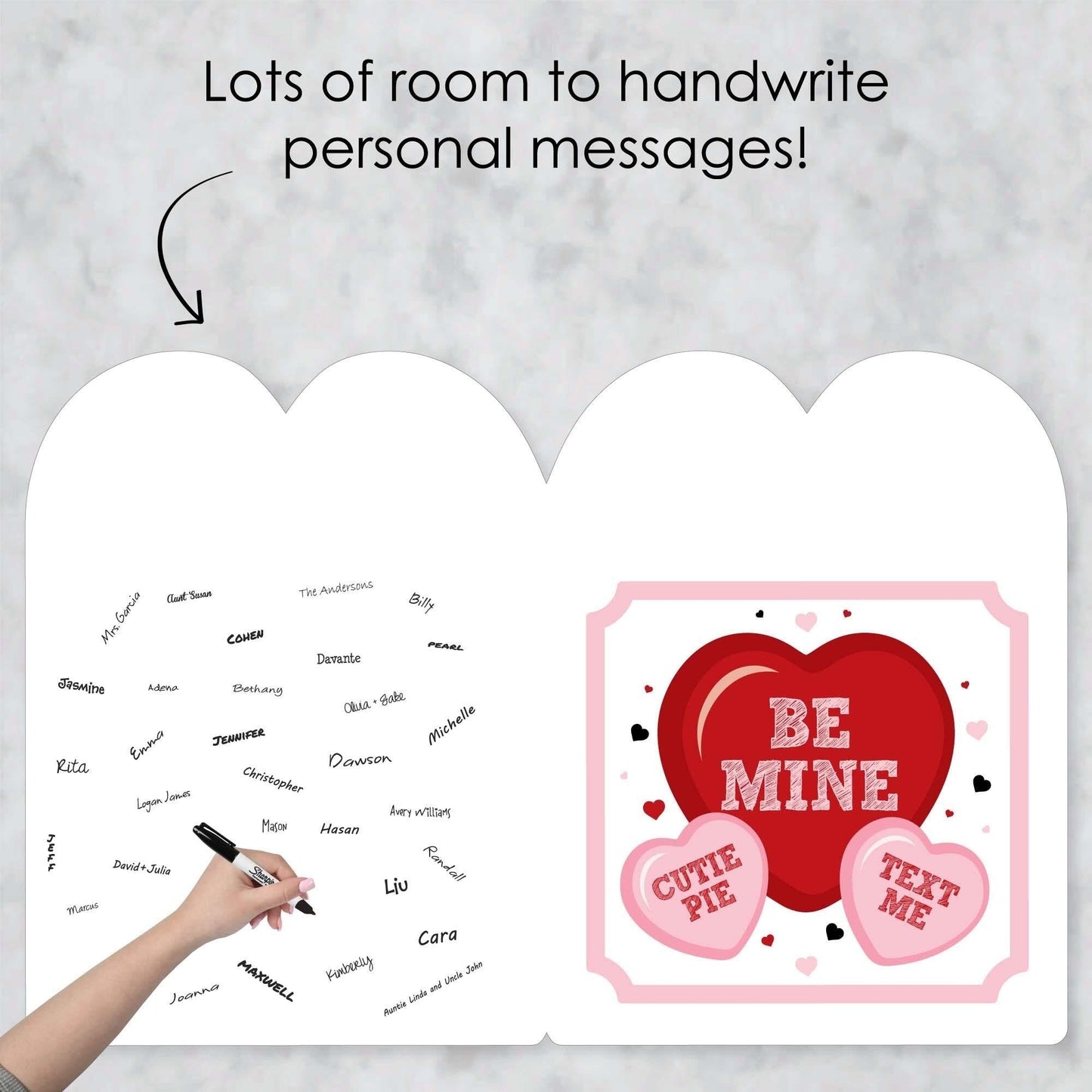Conversation Hearts - Kids Valentine's Day Giant Greeting Card - Big Shaped Jumborific Card - 16.5 x 22 inches