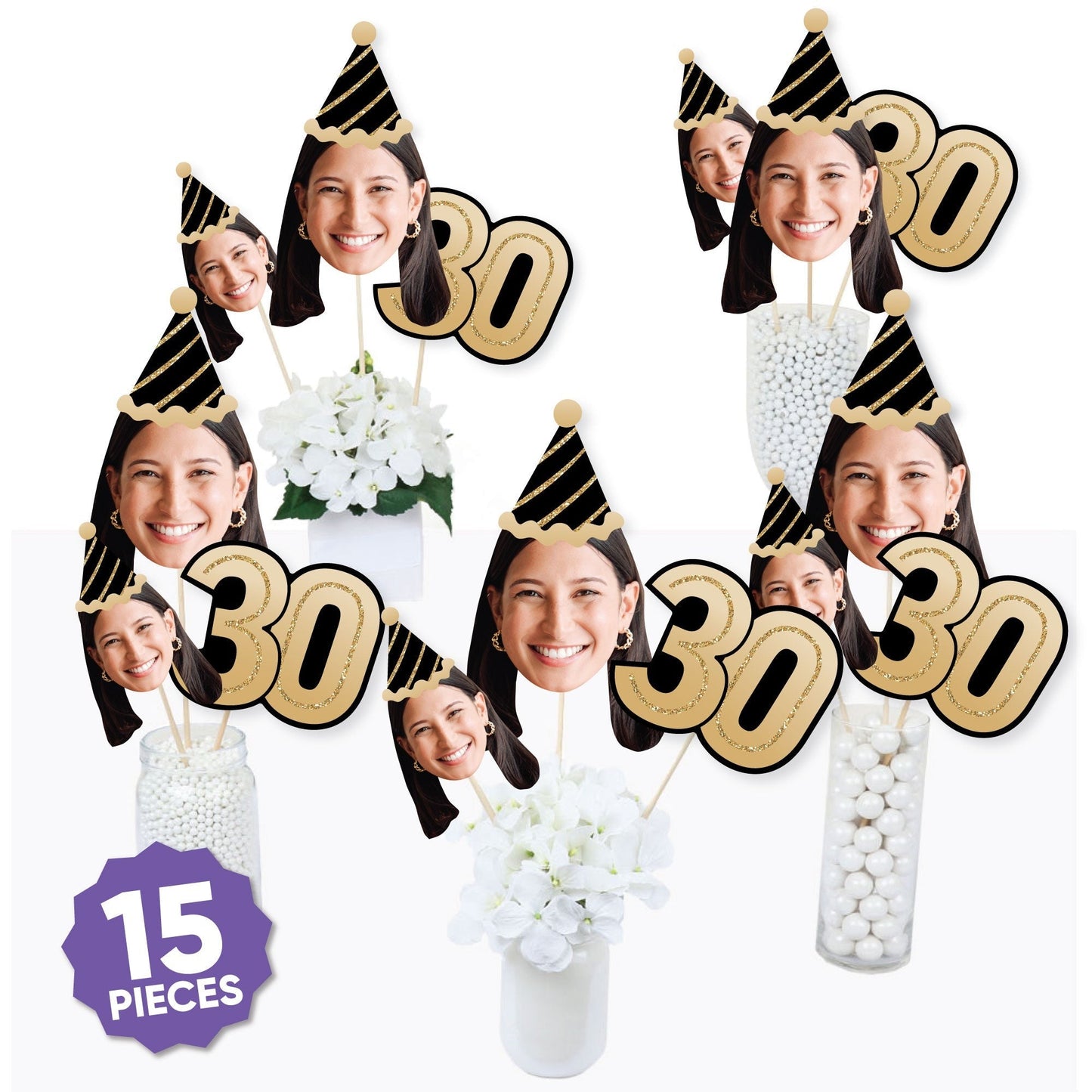Custom Photo 30th Birthday Table Toppers - 15 Ct