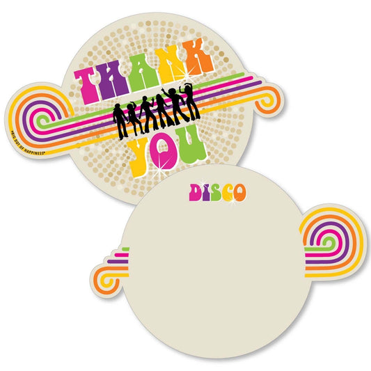 70's Disco - Shaped Thank You Cards - 1970s Disco Fever Party Thank You Note Cards with Envelopes - Set of 12