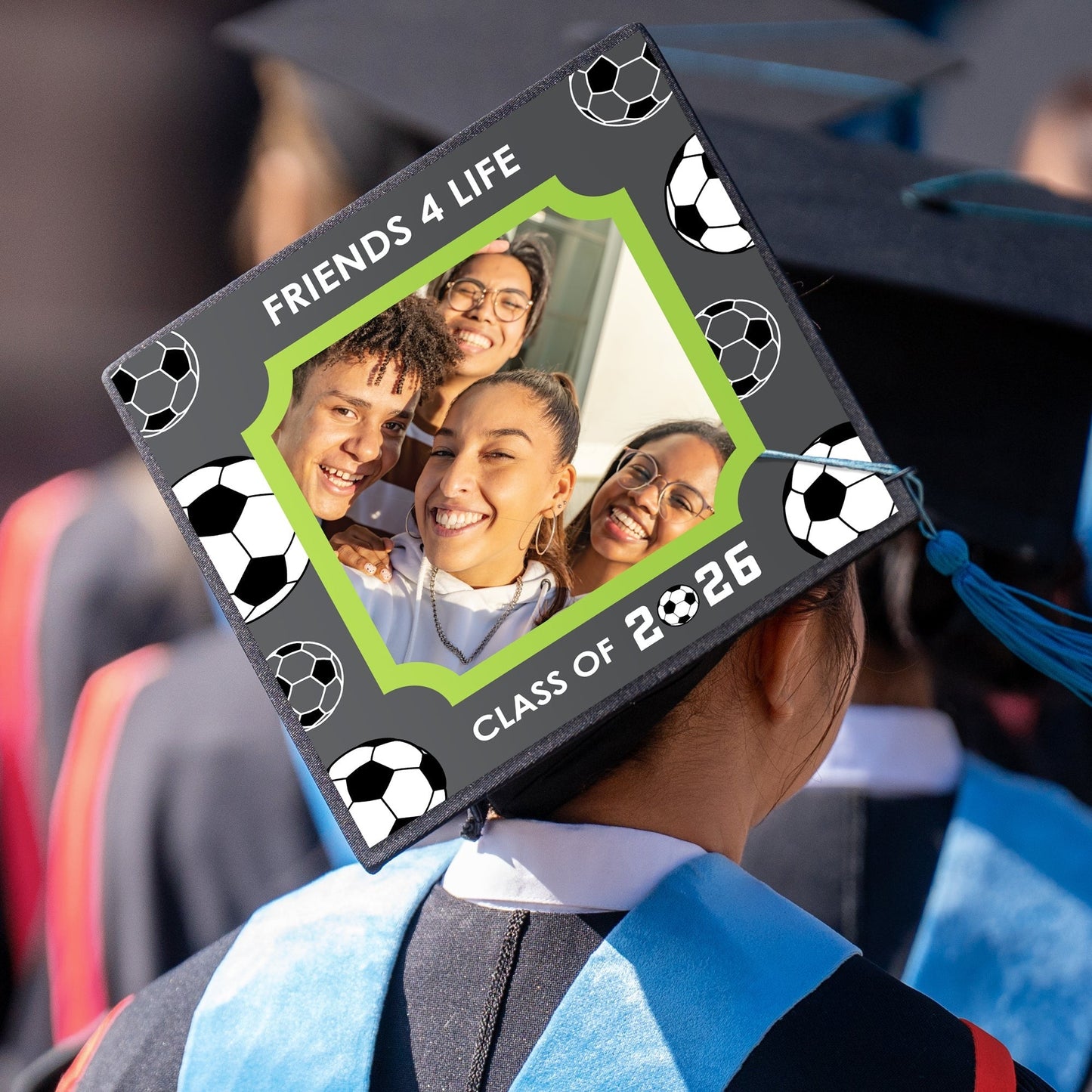 Custom Photo Soccer Grad Cap Cover