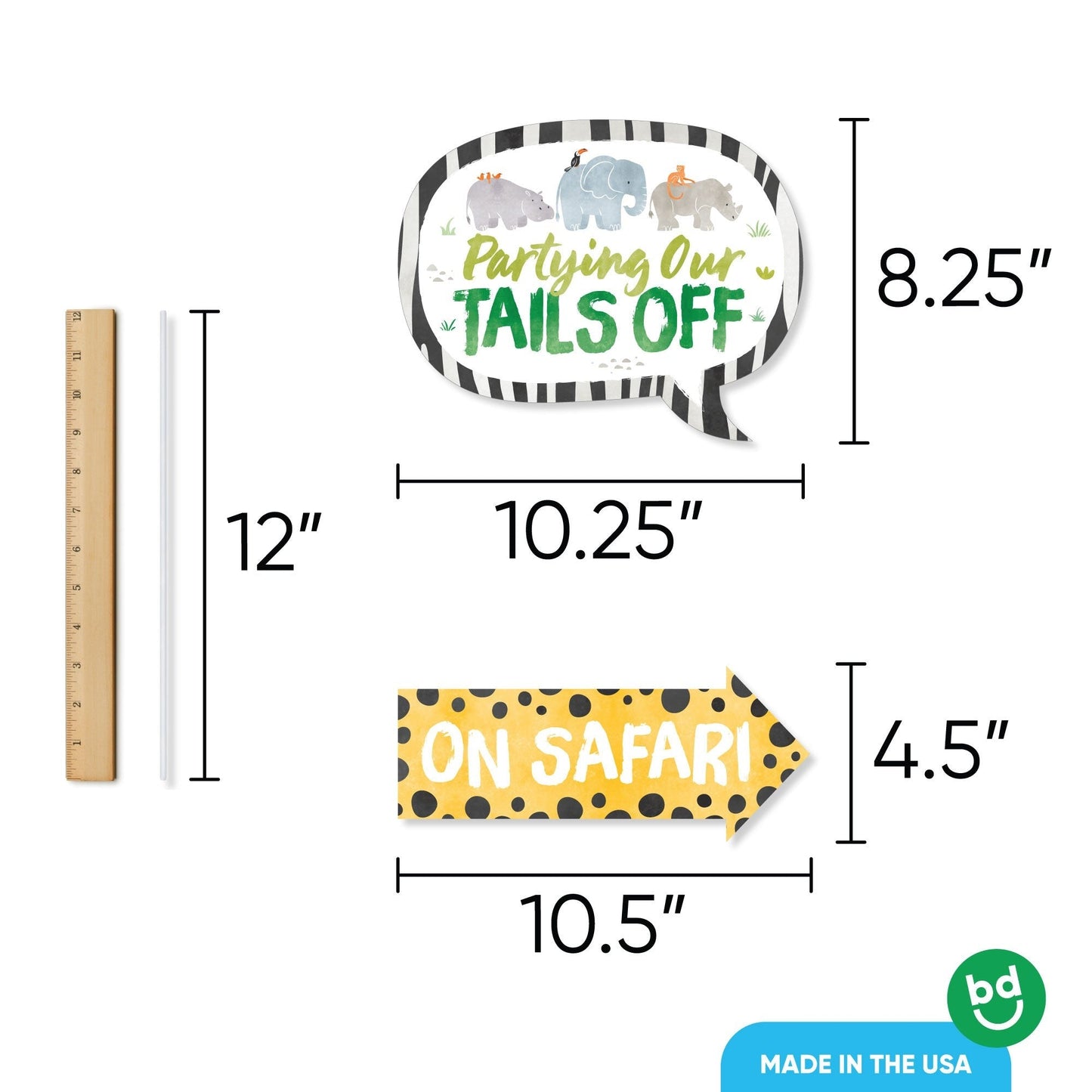 Safari Animals Funny Photo Props - 10 Ct