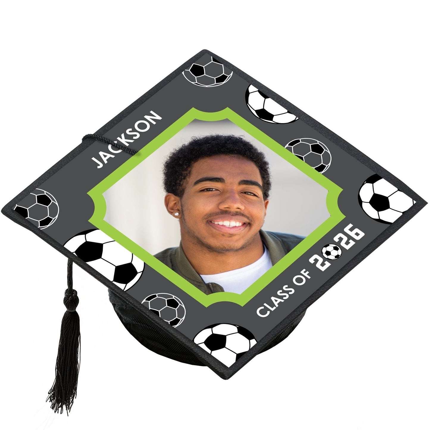 Custom Photo Soccer Grad Cap Cover