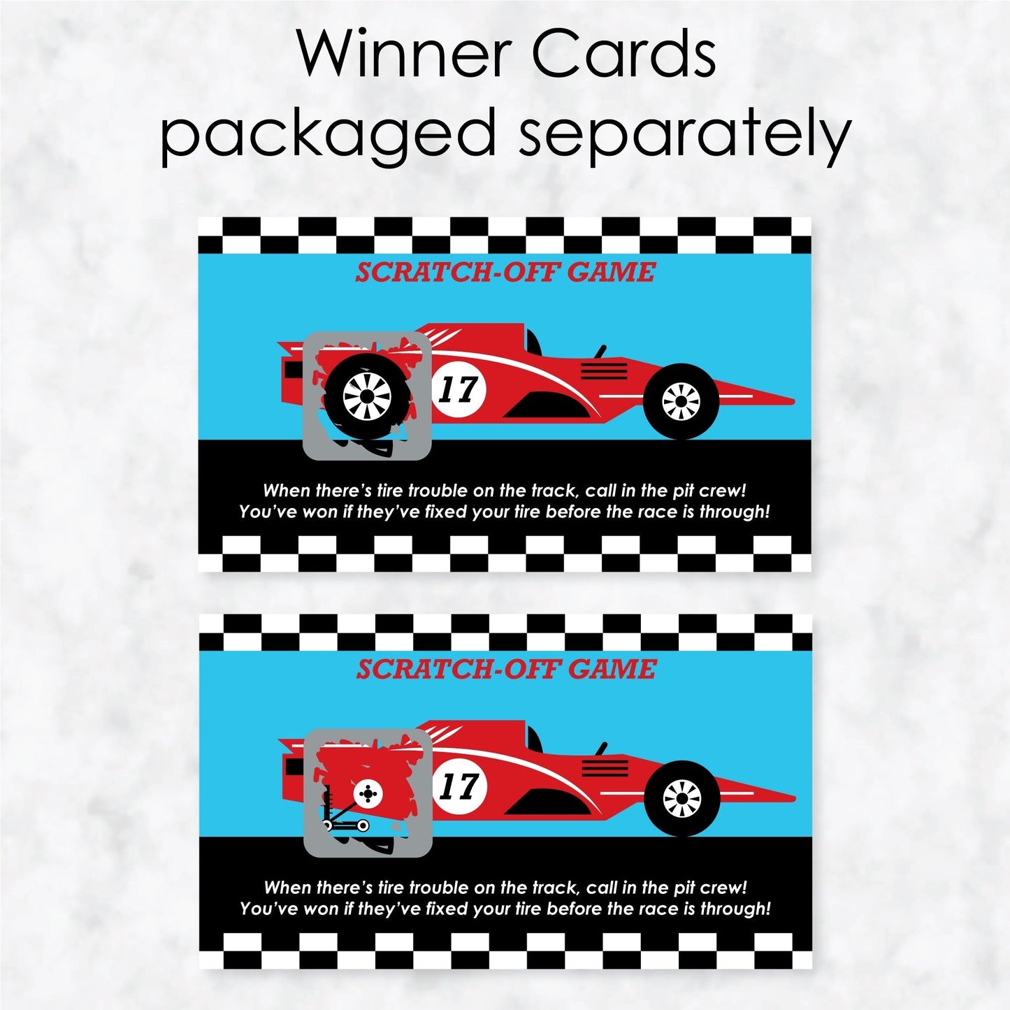 Let's Go Racing - Racecar - Race Car Birthday Party or Baby Shower Scratch Off Cards - 22 Cards