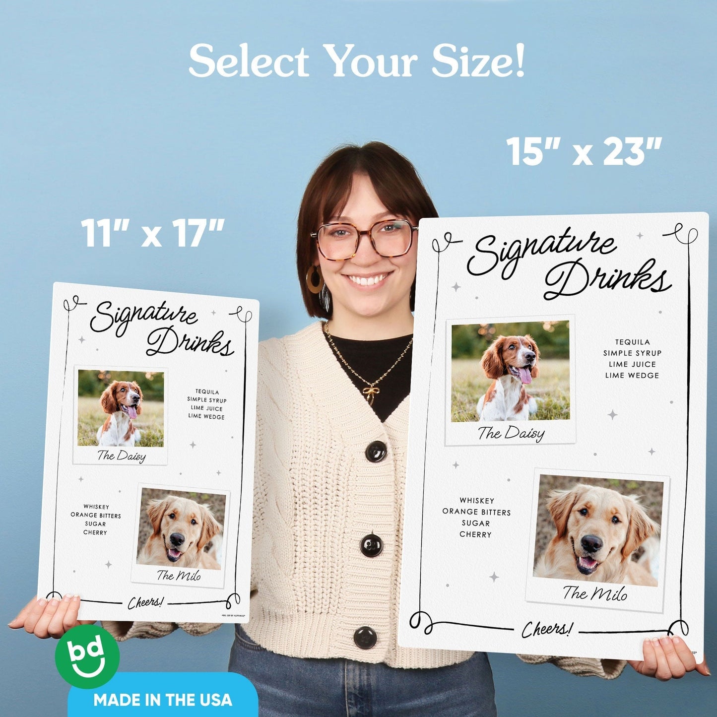 Personalized Photo Signature Drinks Wedding Sign (Select Your Size)
