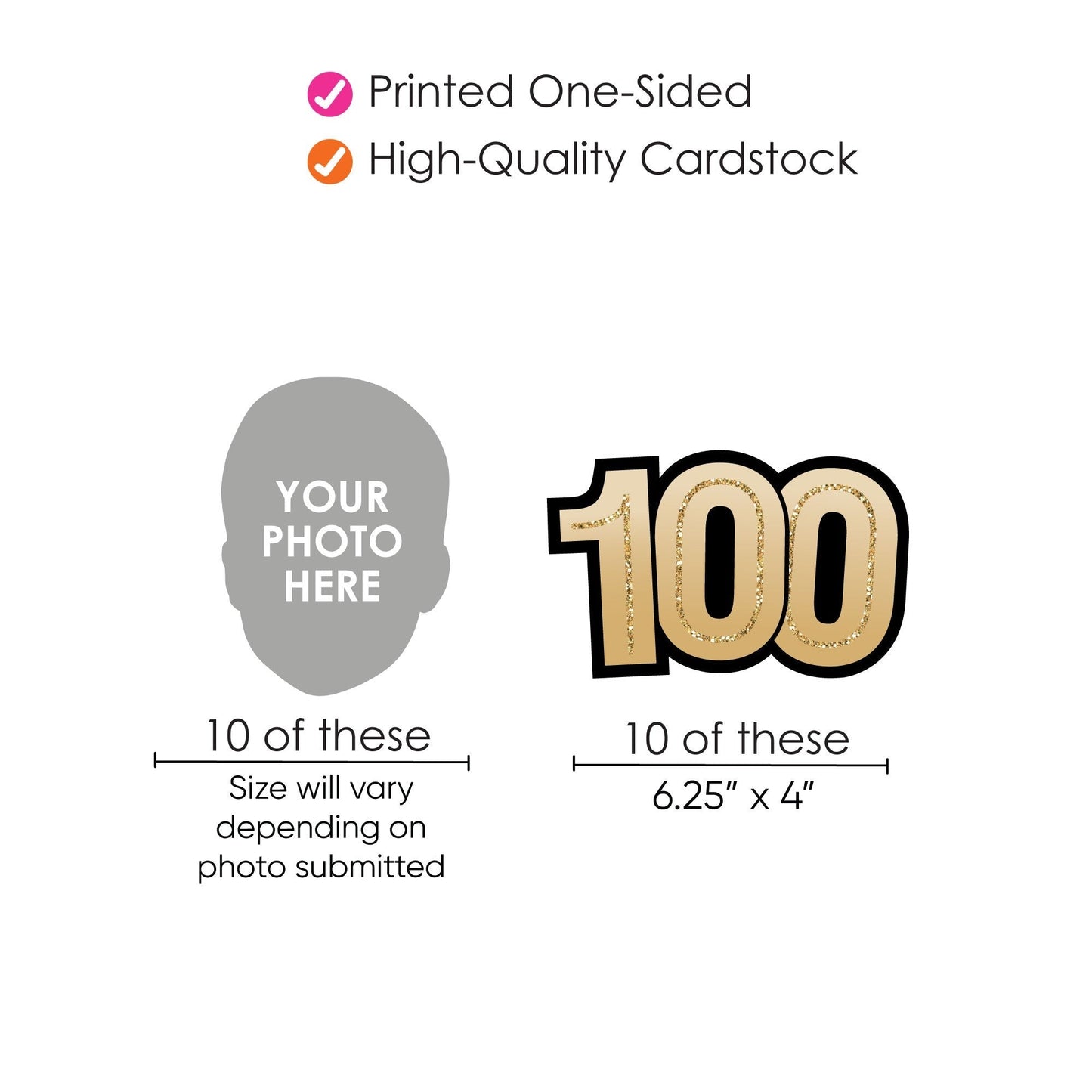 Custom Photo 100th Birthday Face Cutout Essentials - 20 Ct