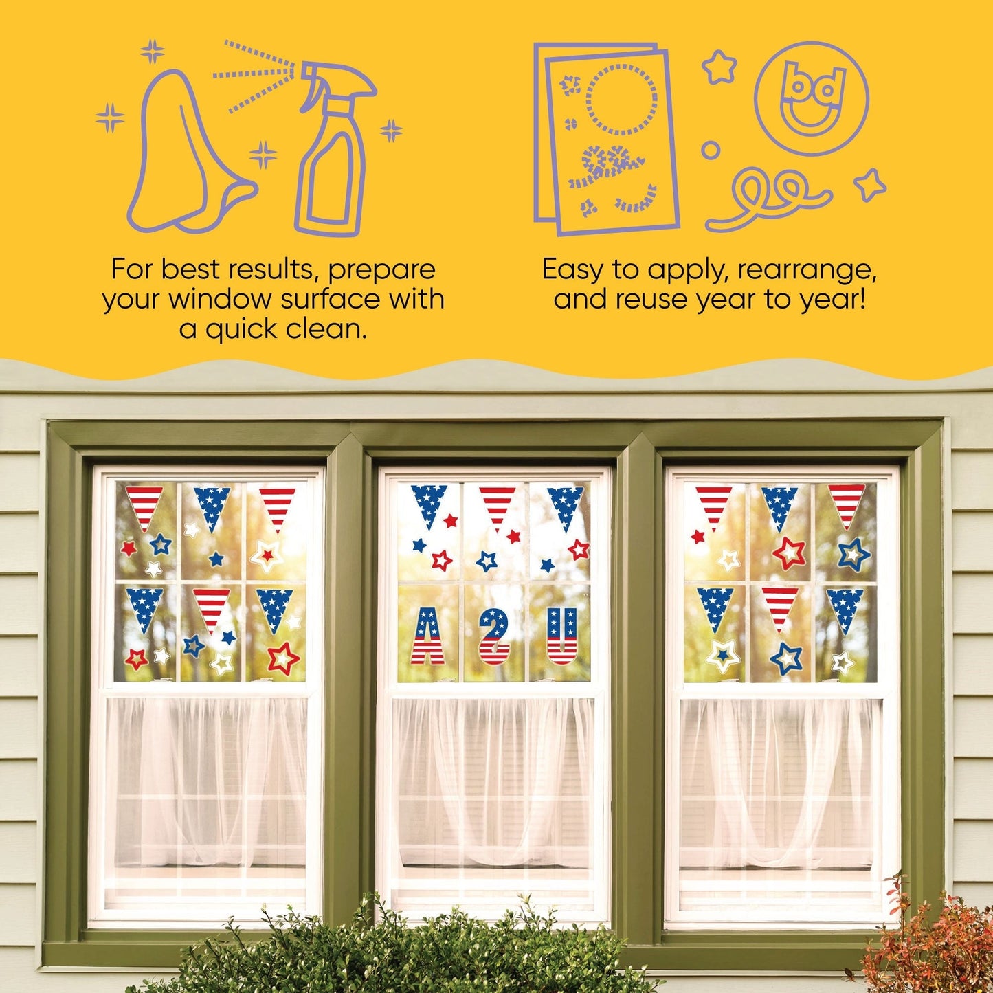 Stars & Stripes Window Clings