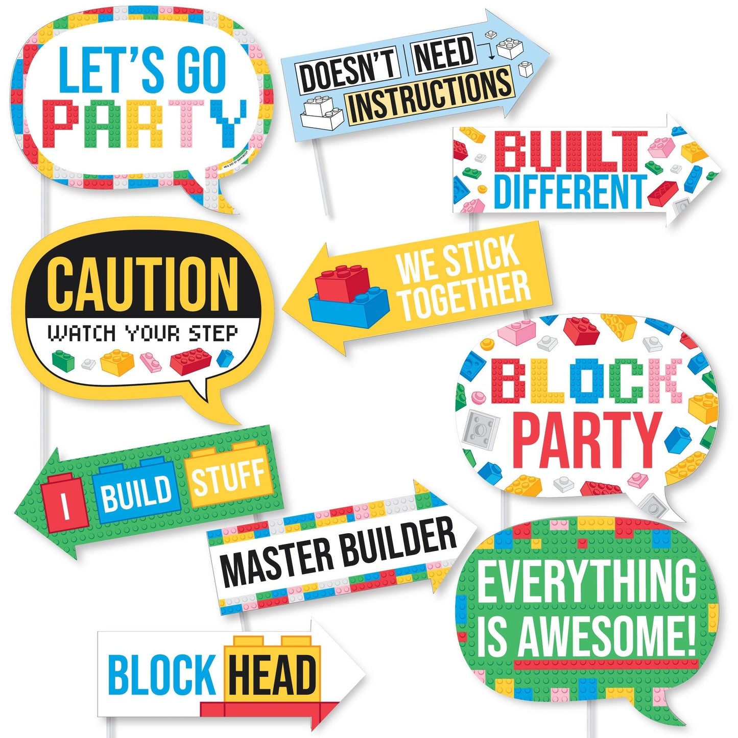 Building Blocks Funny Photo Props - 10 Ct