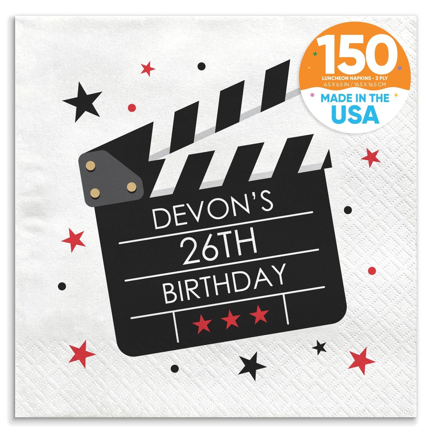 Custom Text Napkins - Movie Night
